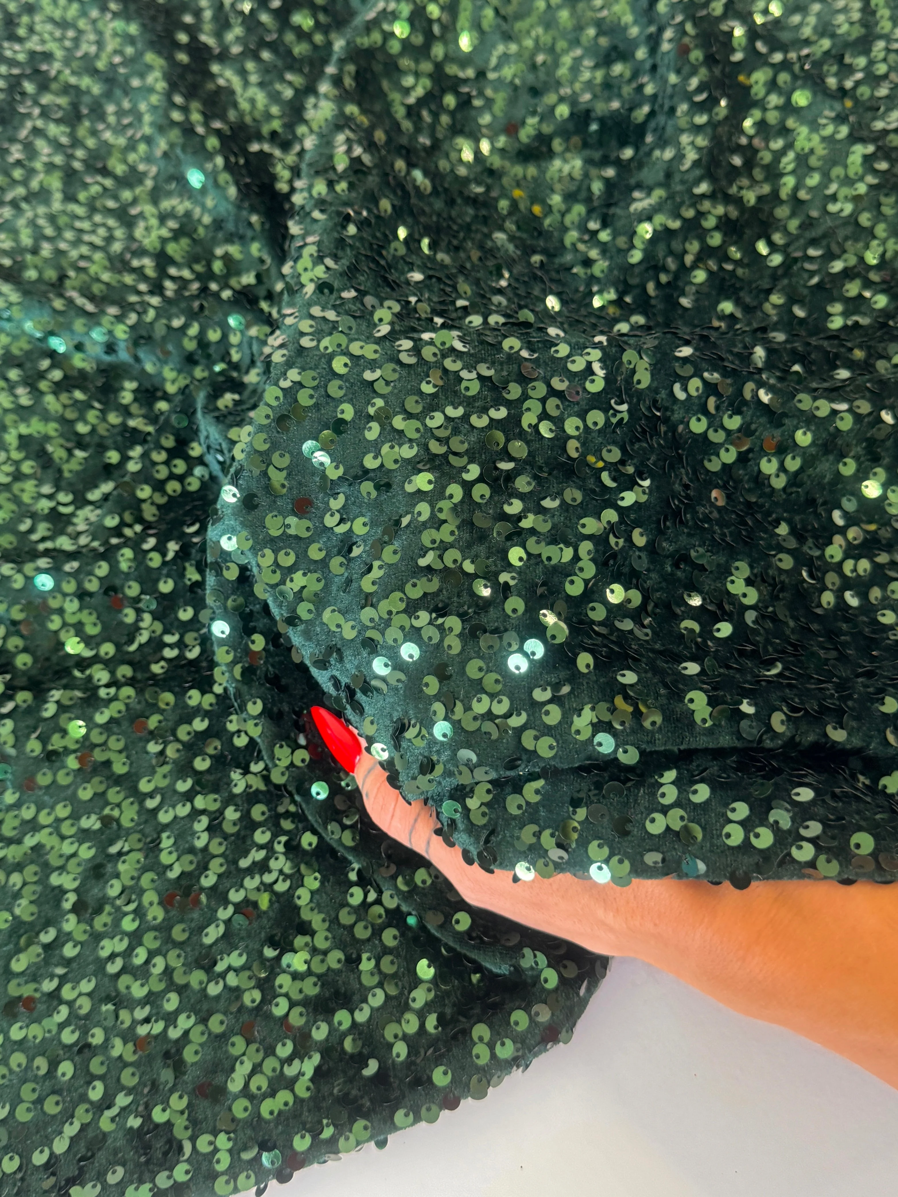Hunter Green Sequins Velvet - Image 6