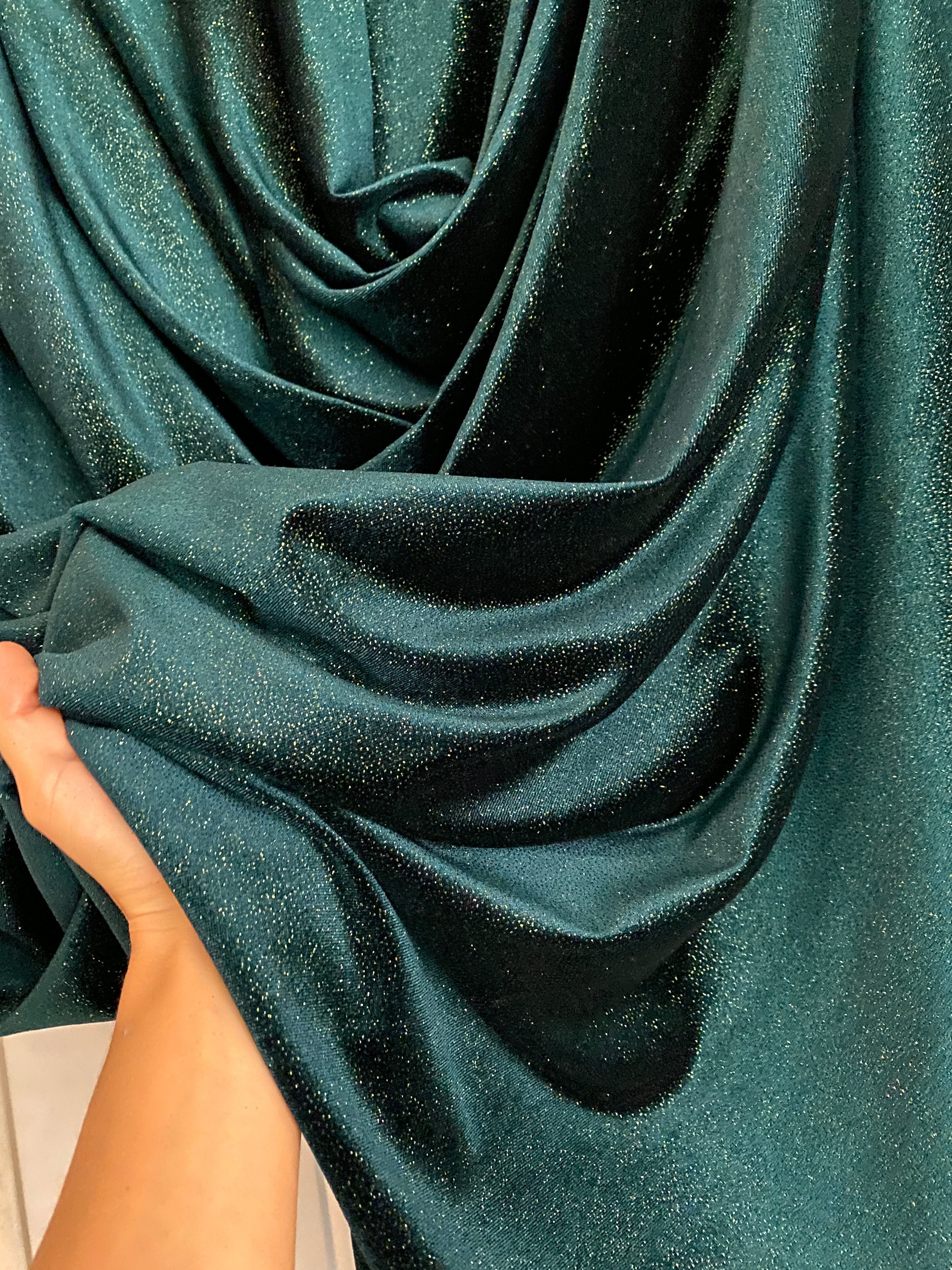 Hunter Green Shimmery Stretch Velvet - Image 5