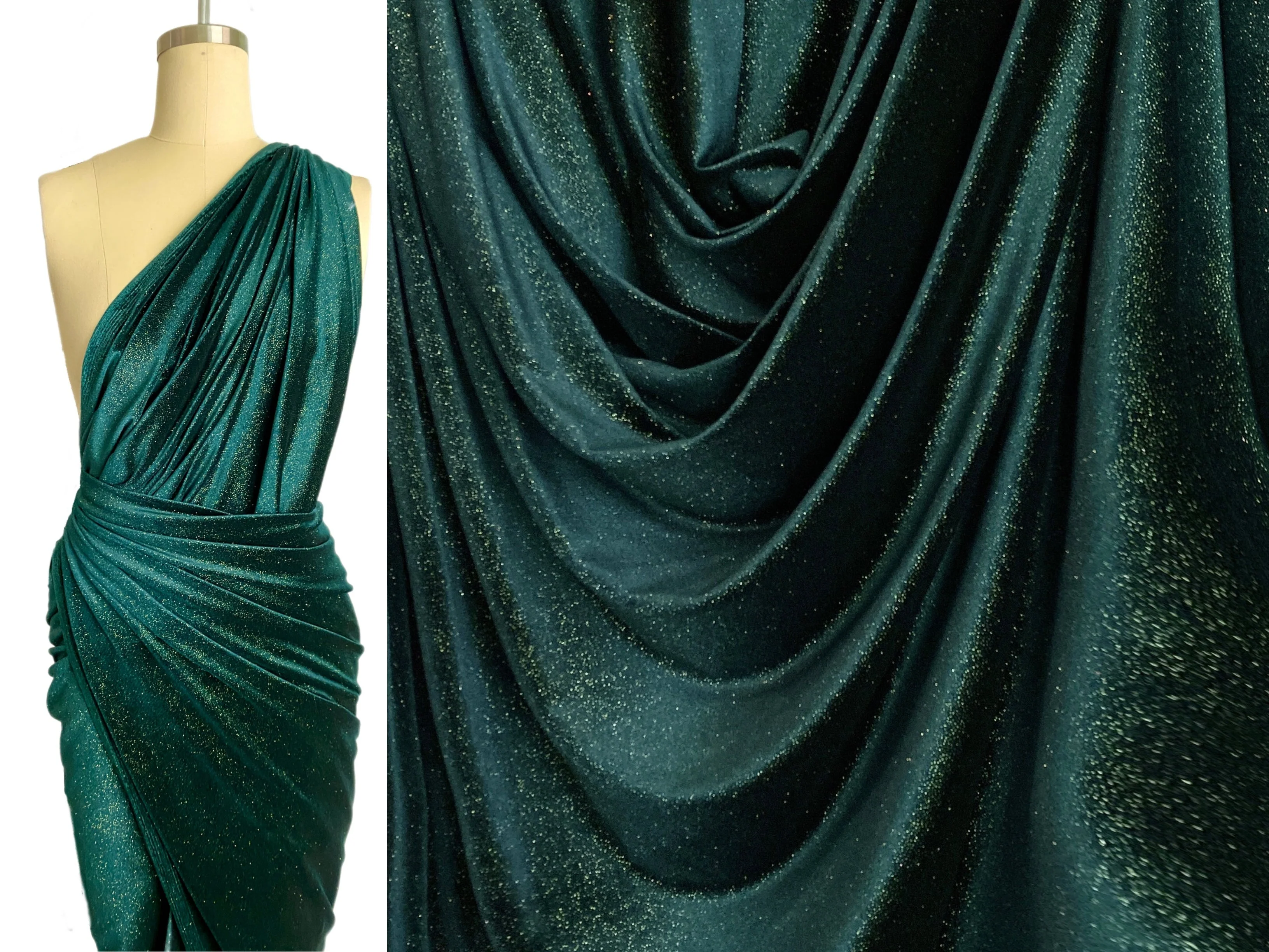 Hunter Green Shimmery Stretch Velvet - Image 6