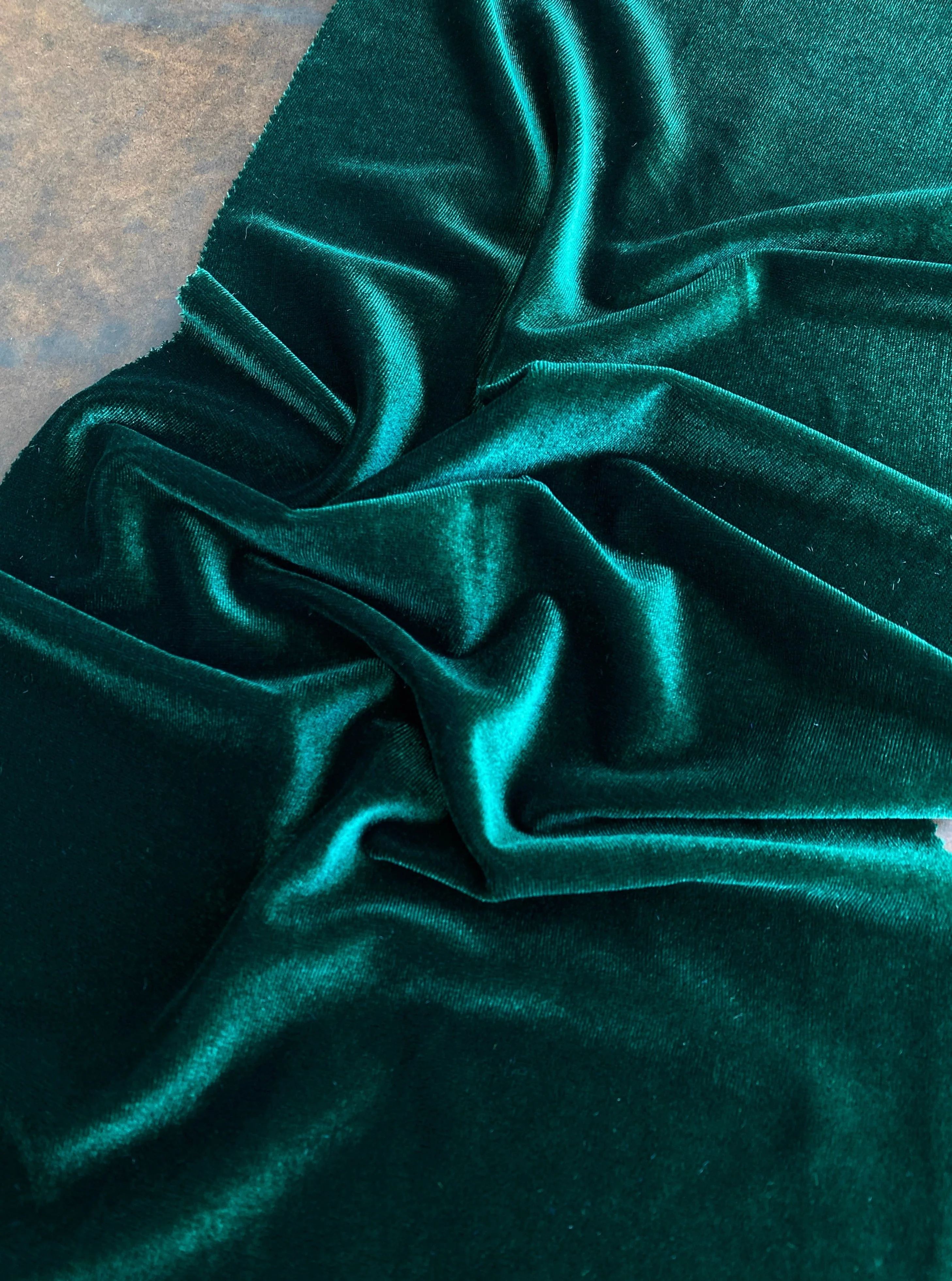 Hunter Green Stretch Velvet - Image 2