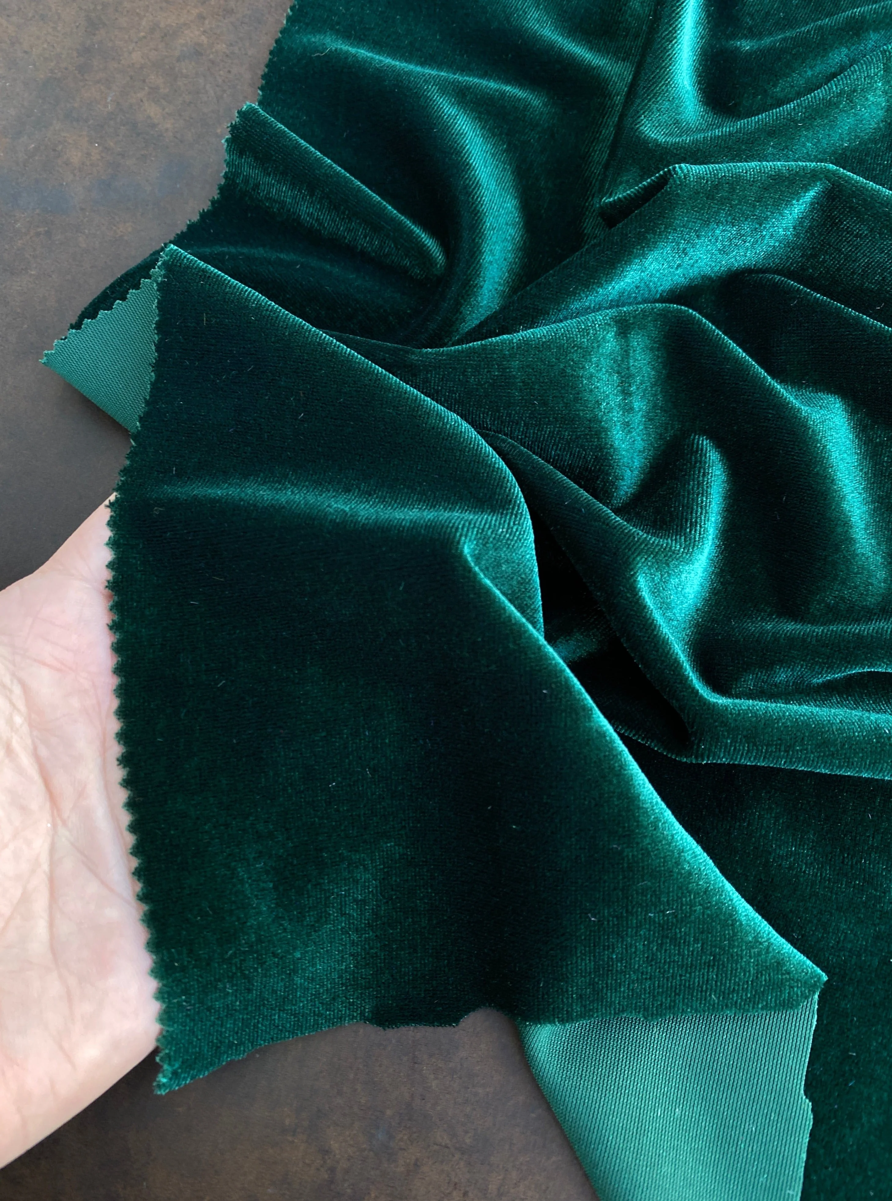 Hunter Green Stretch Velvet - Image 3