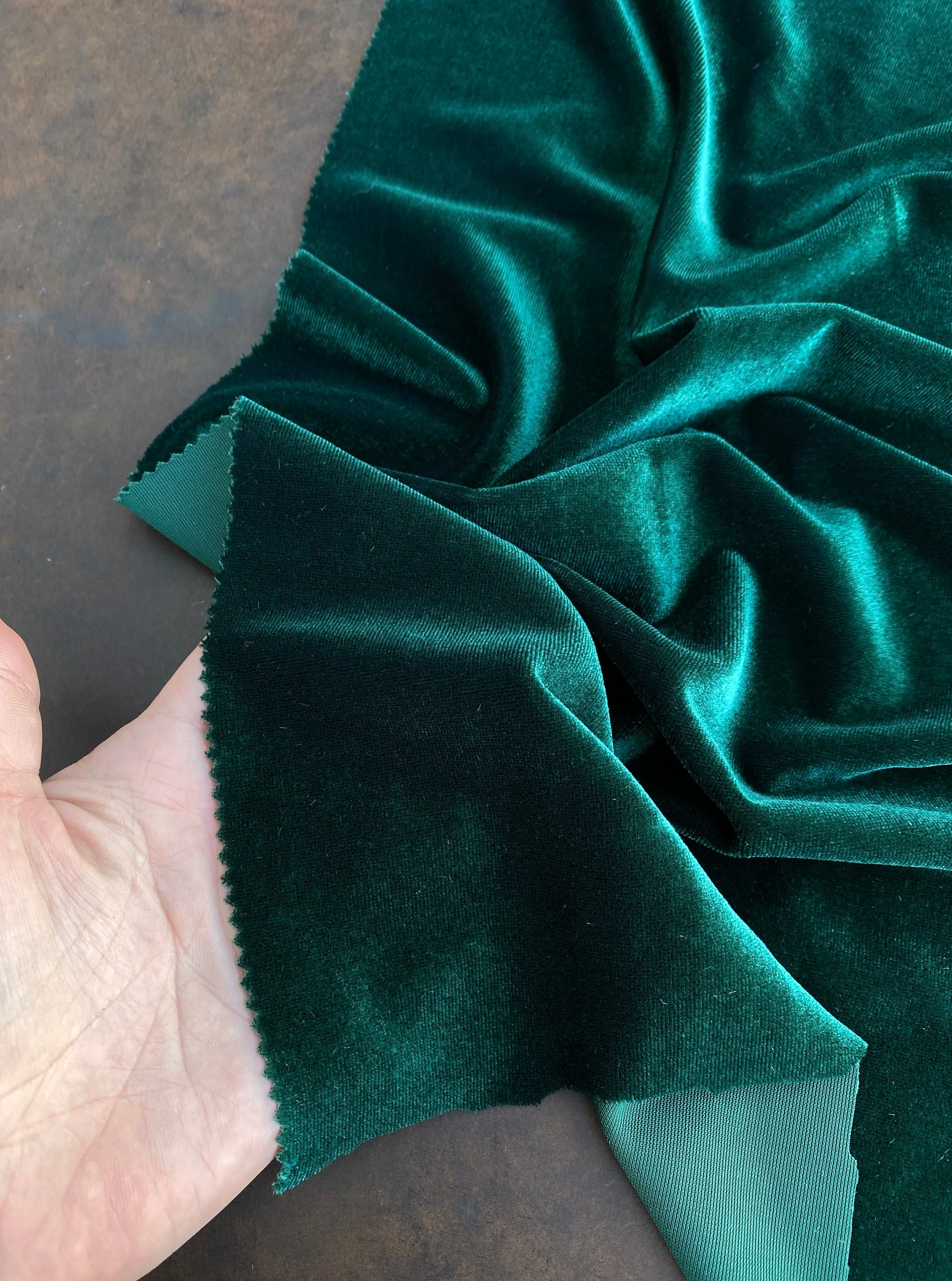 Hunter Green Stretch Velvet - Image 5