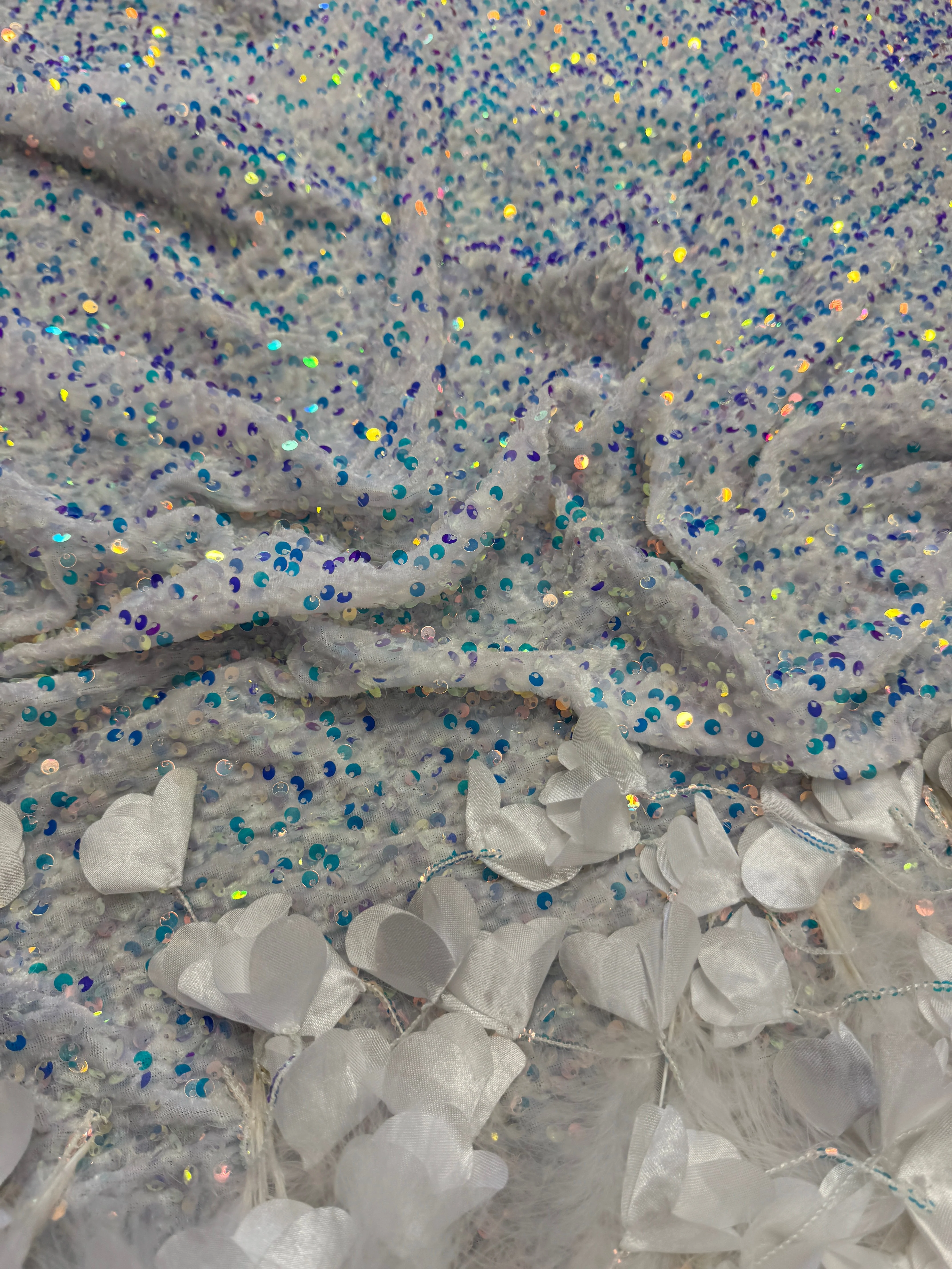 Ice White Iridescent Feather Sequin on Velvet - Image 4