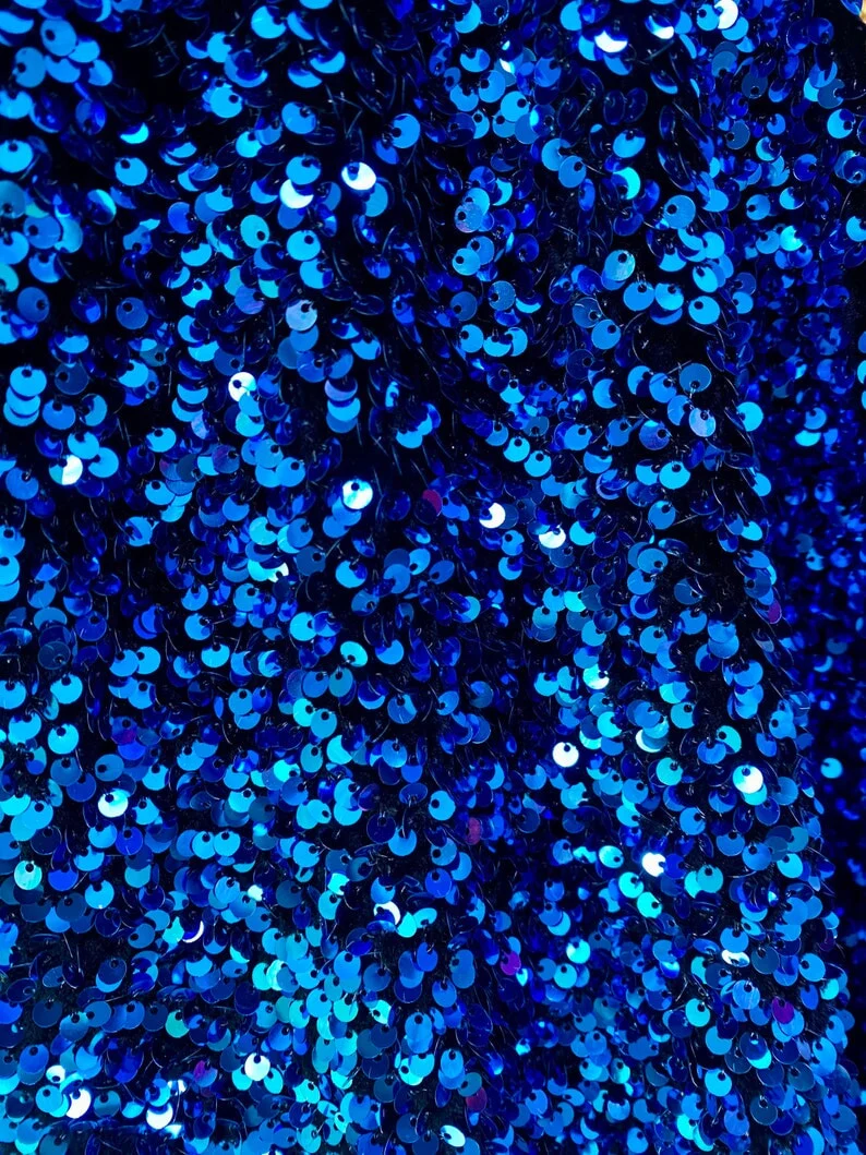 Iridescent Blue Sequin on Velvet - Image 3
