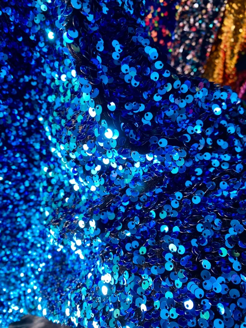 Iridescent Blue Sequin on Velvet - Image 4