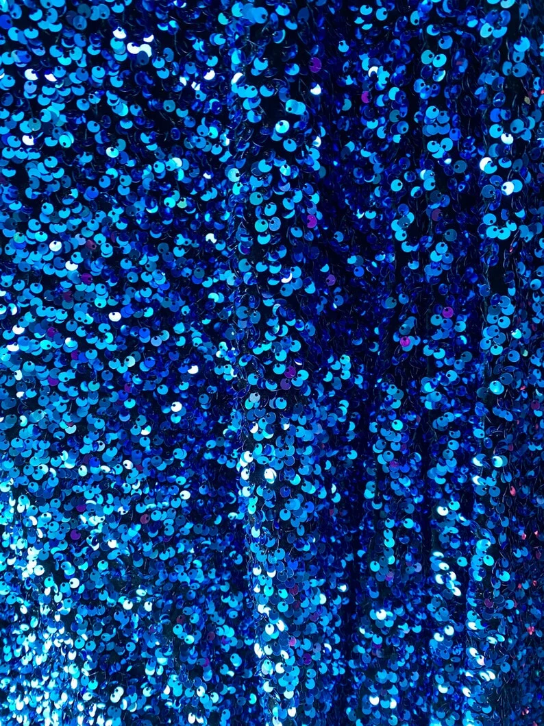 Iridescent Blue Sequin on Velvet - Image 5