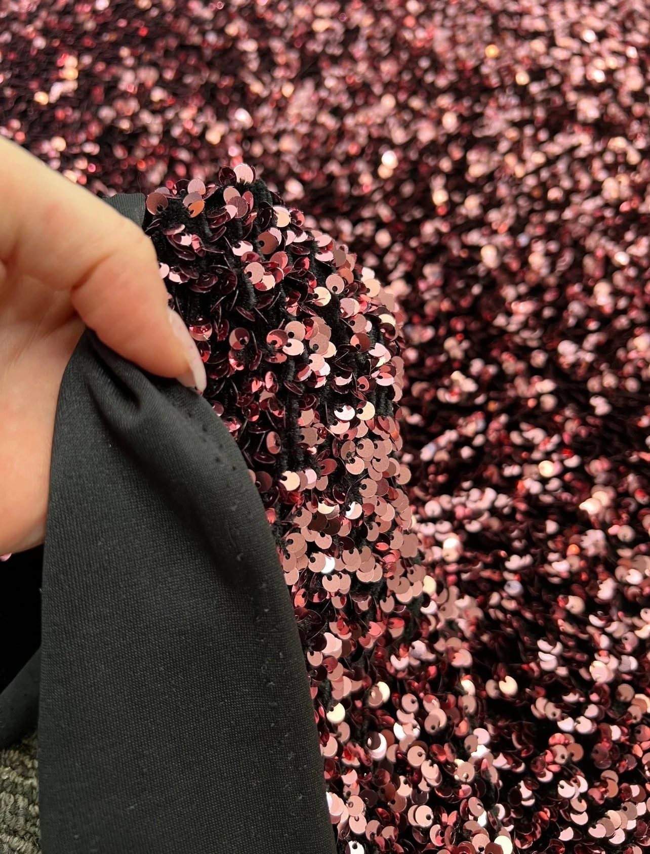 Iridescent Burgundy Sequin on Velvet - Image 6