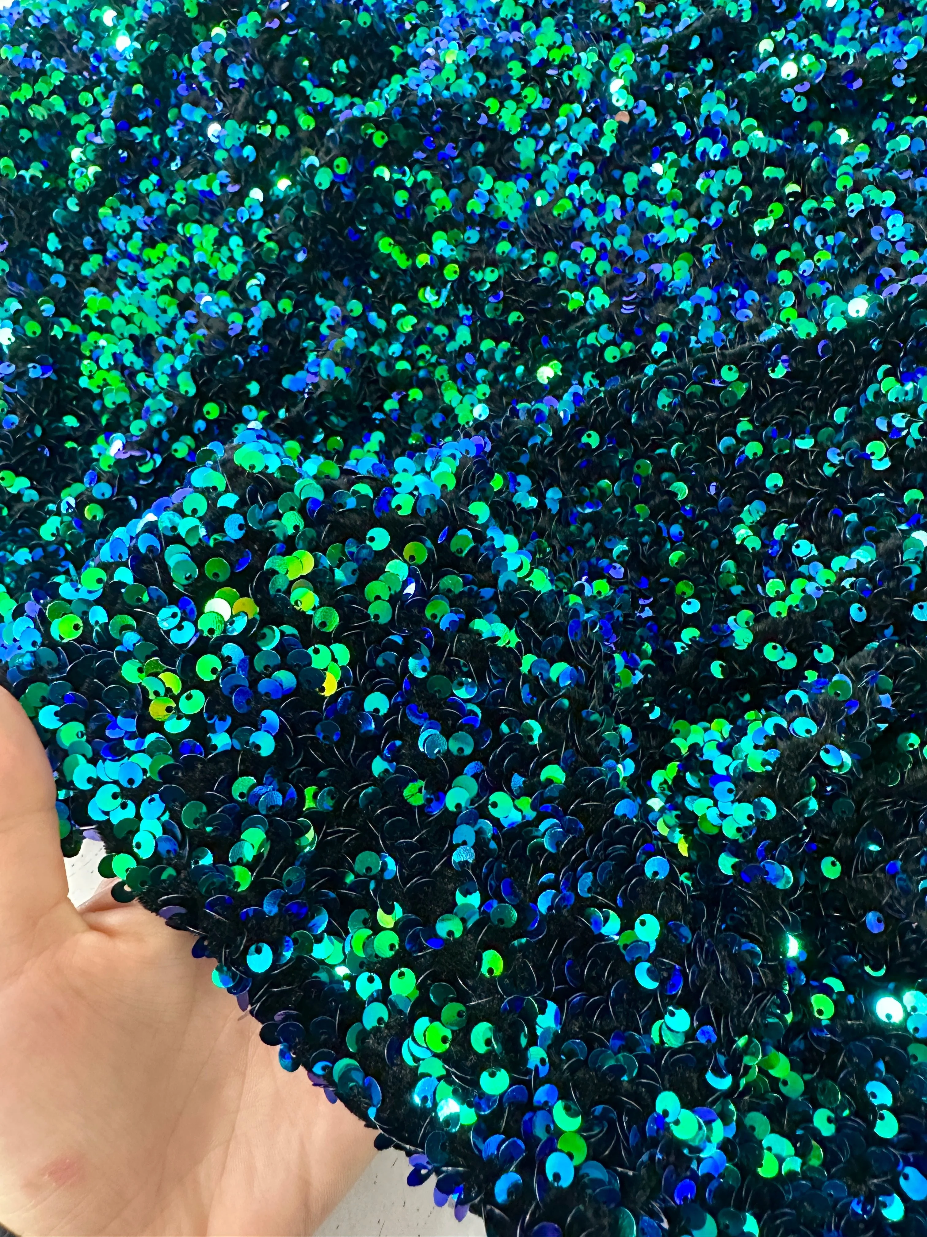 Iridescent Emerald Sequin on Velvet - Image 10