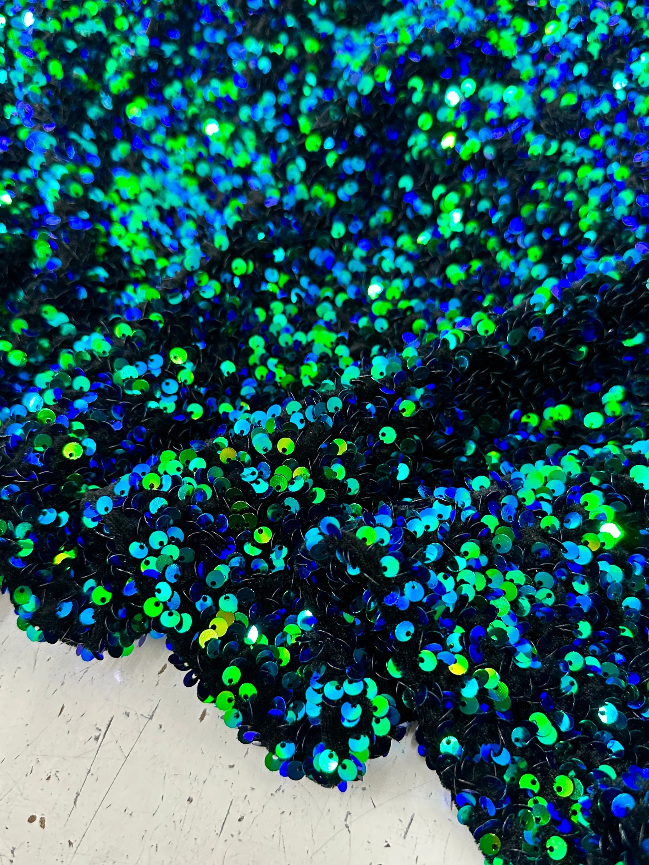 Iridescent Emerald Sequin on Velvet - Image 12
