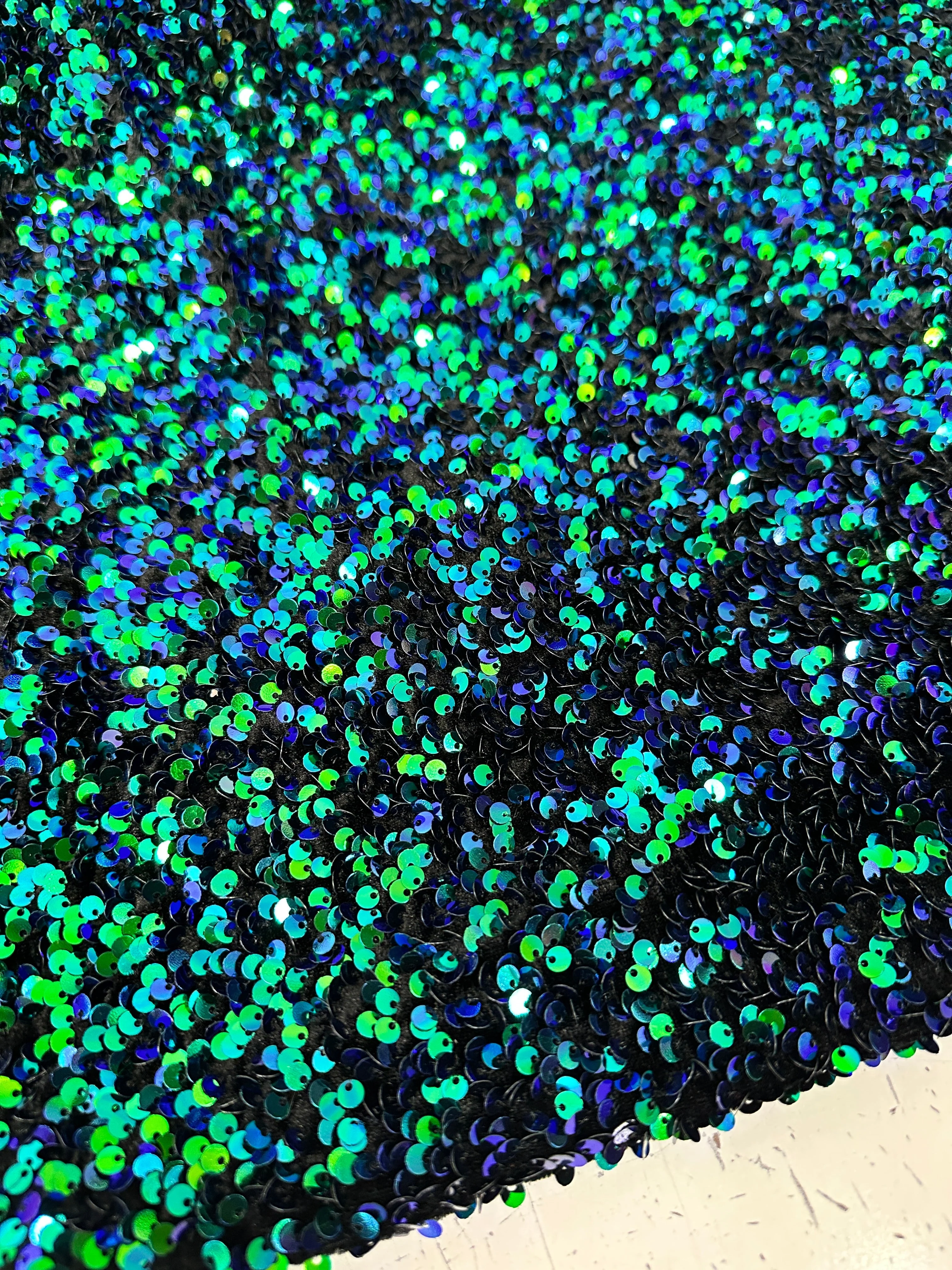 Iridescent Emerald Sequin on Velvet - Image 4