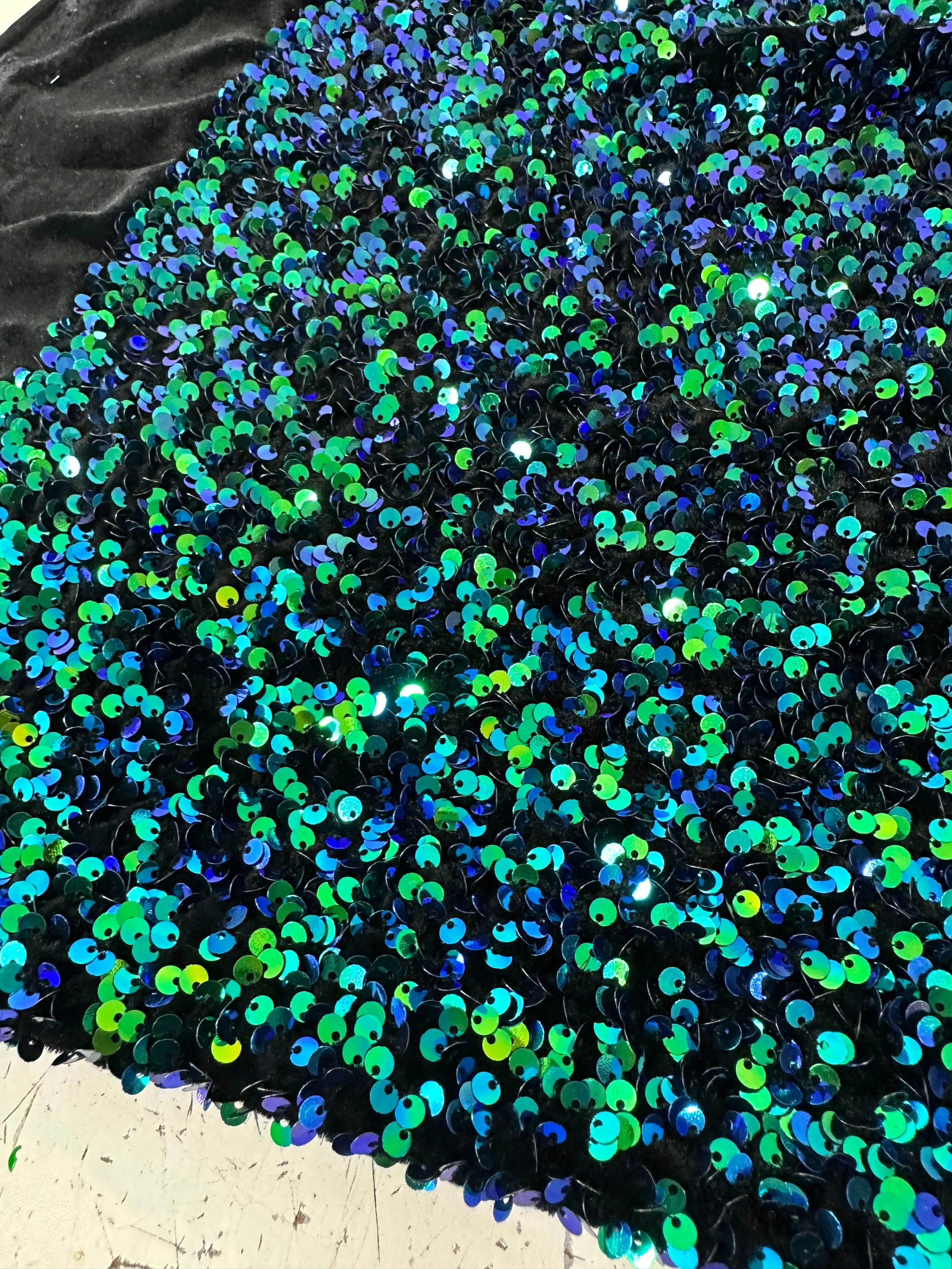 Iridescent Emerald Sequin on Velvet - Image 8
