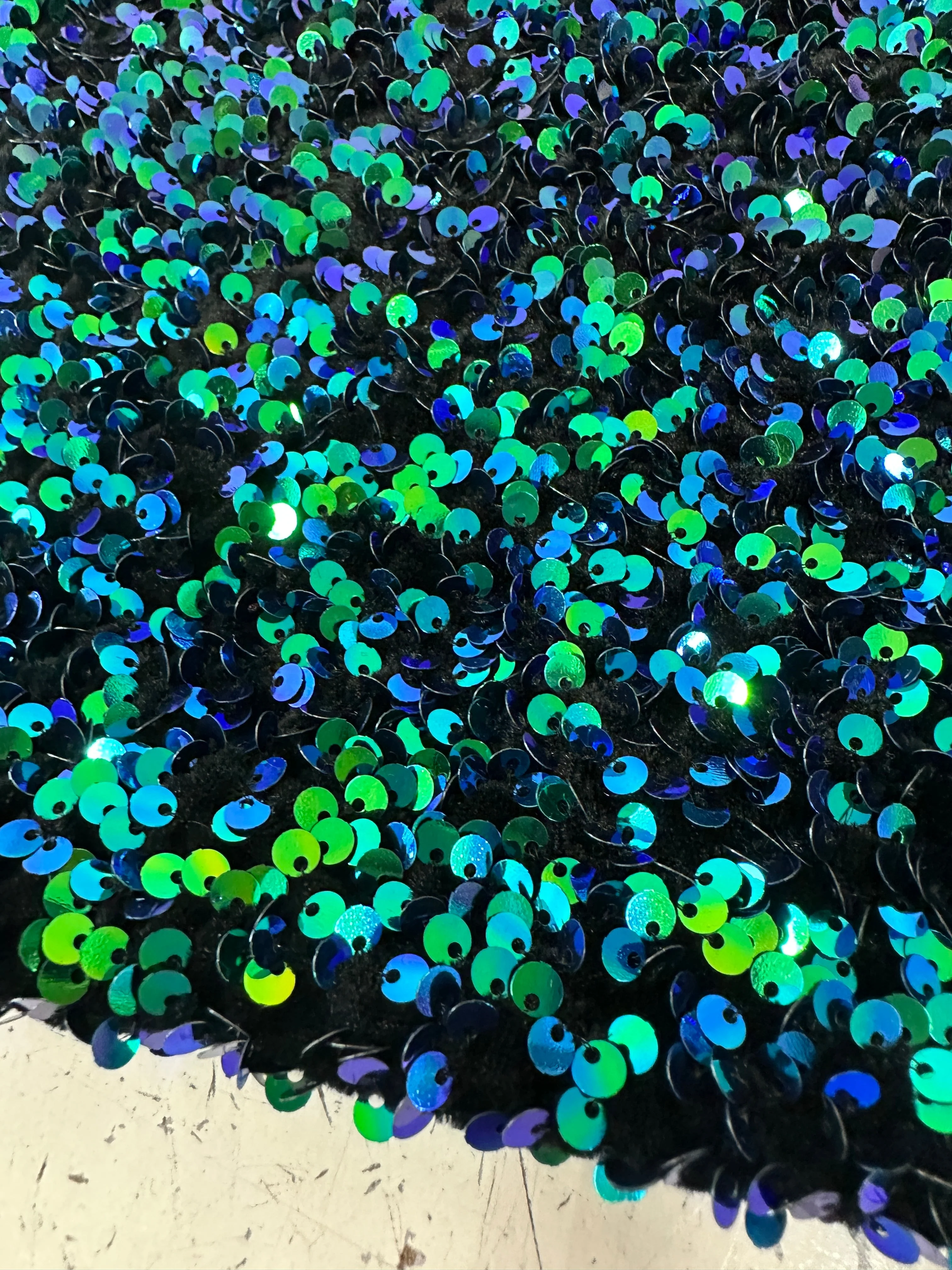Iridescent Emerald Sequin on Velvet - Image 9