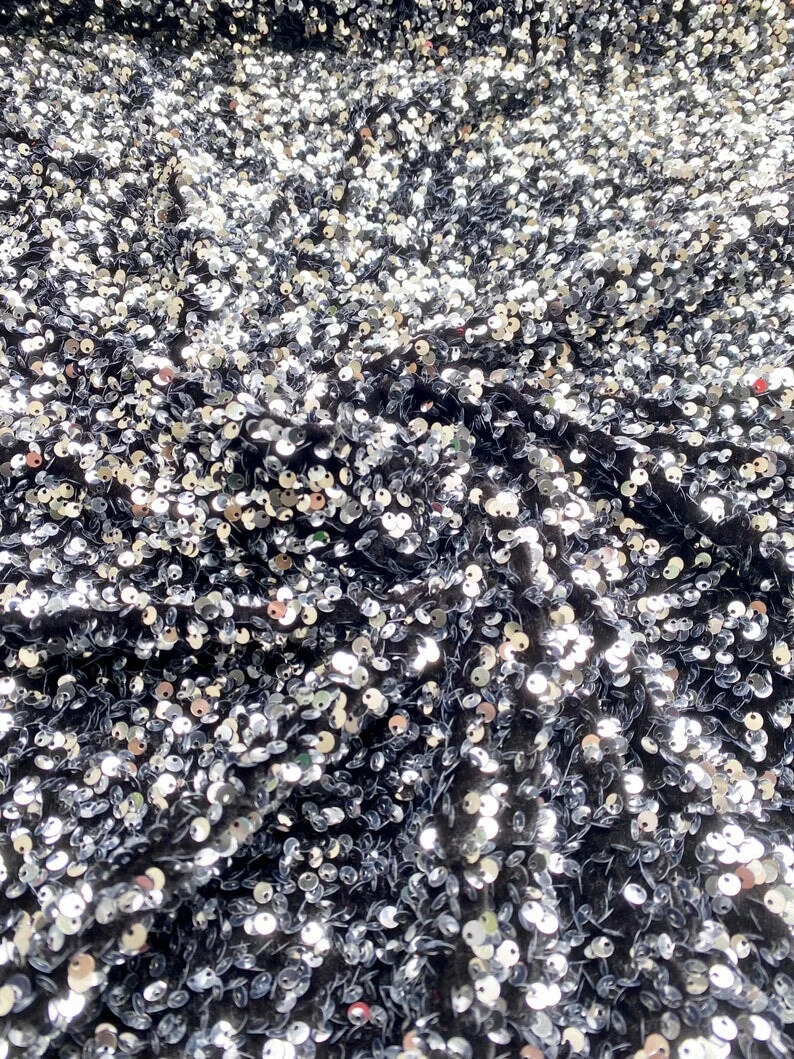 Silver/Black Sequin on Velvet - Image 3
