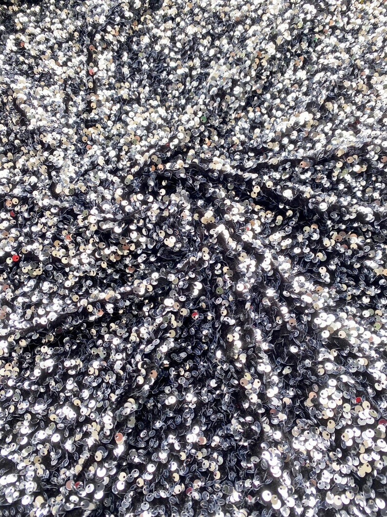 Silver/Black Sequin on Velvet - Image 4