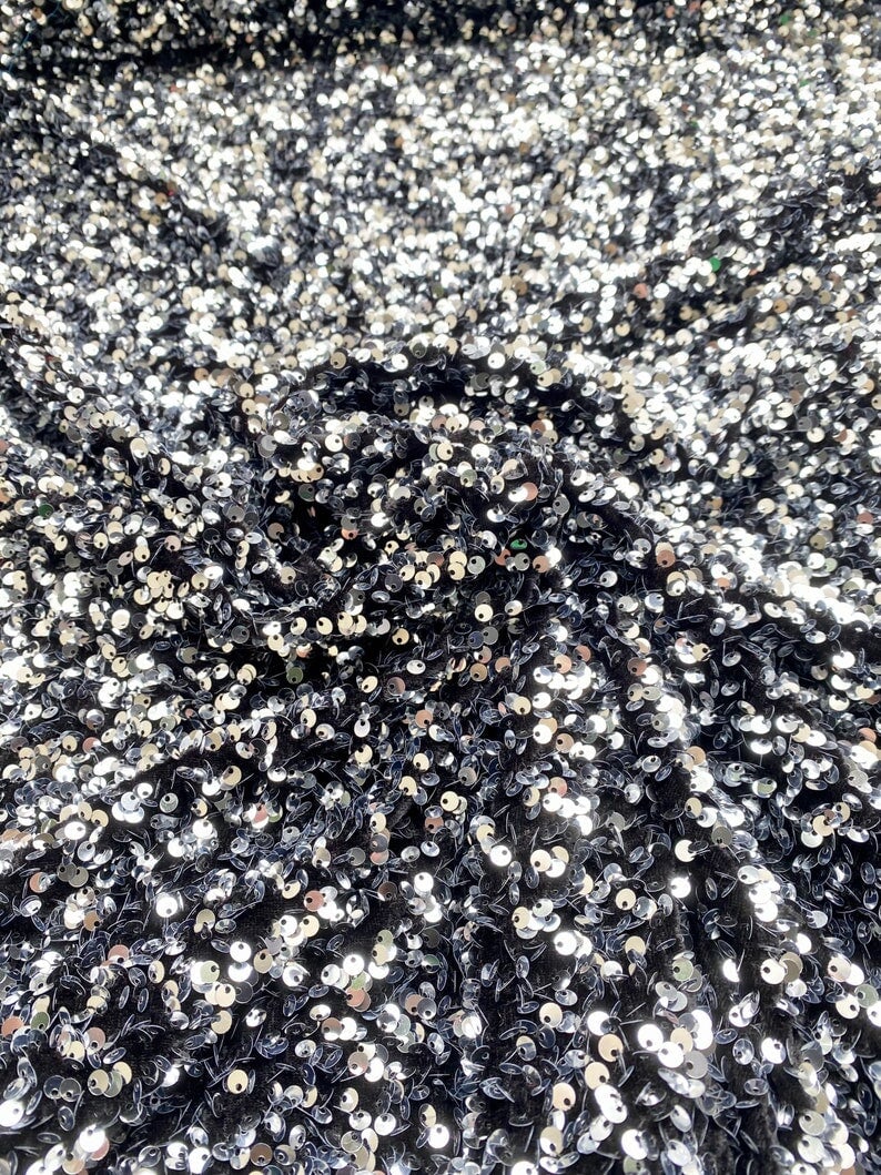 Silver/Black Sequin on Velvet - Image 5