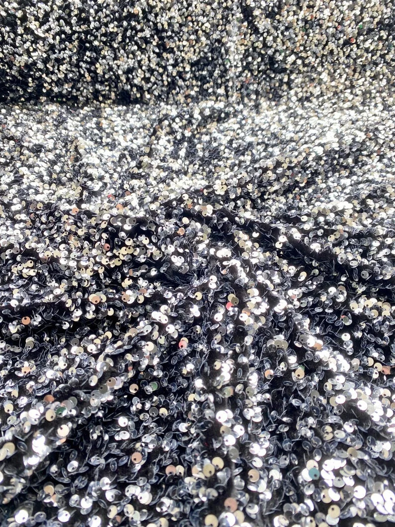 Silver/Black Sequin on Velvet - Image 9
