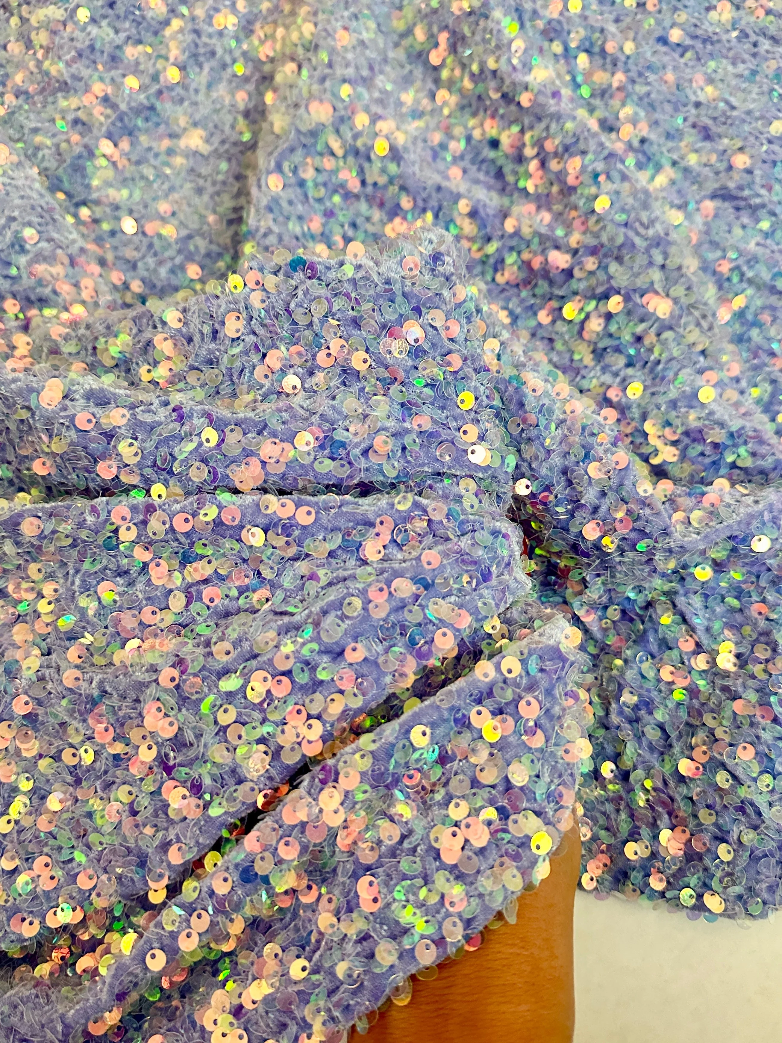 Iridescent Lavender Sequin on Velvet