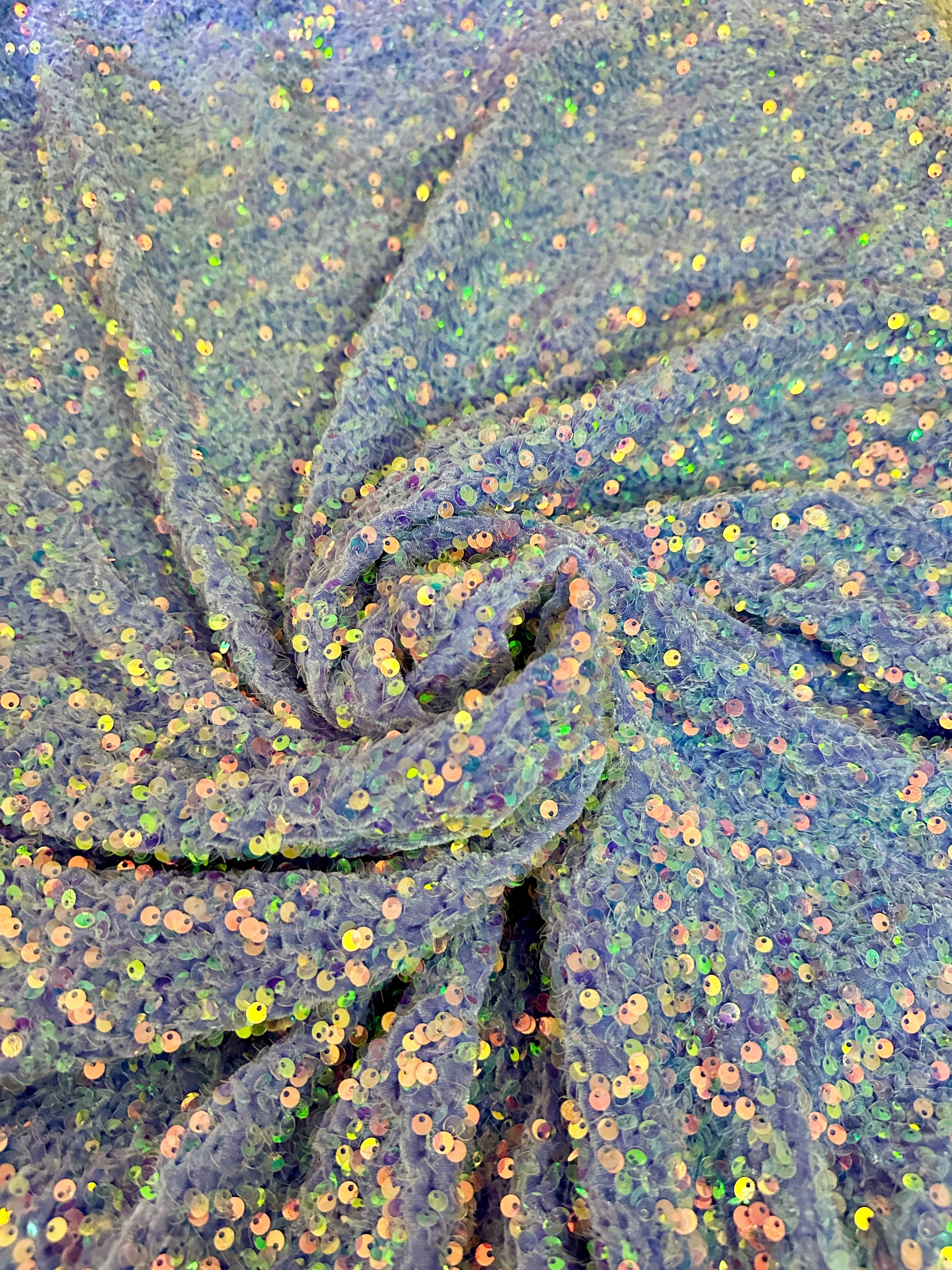 Iridescent Lavender Sequin on Velvet - Image 2