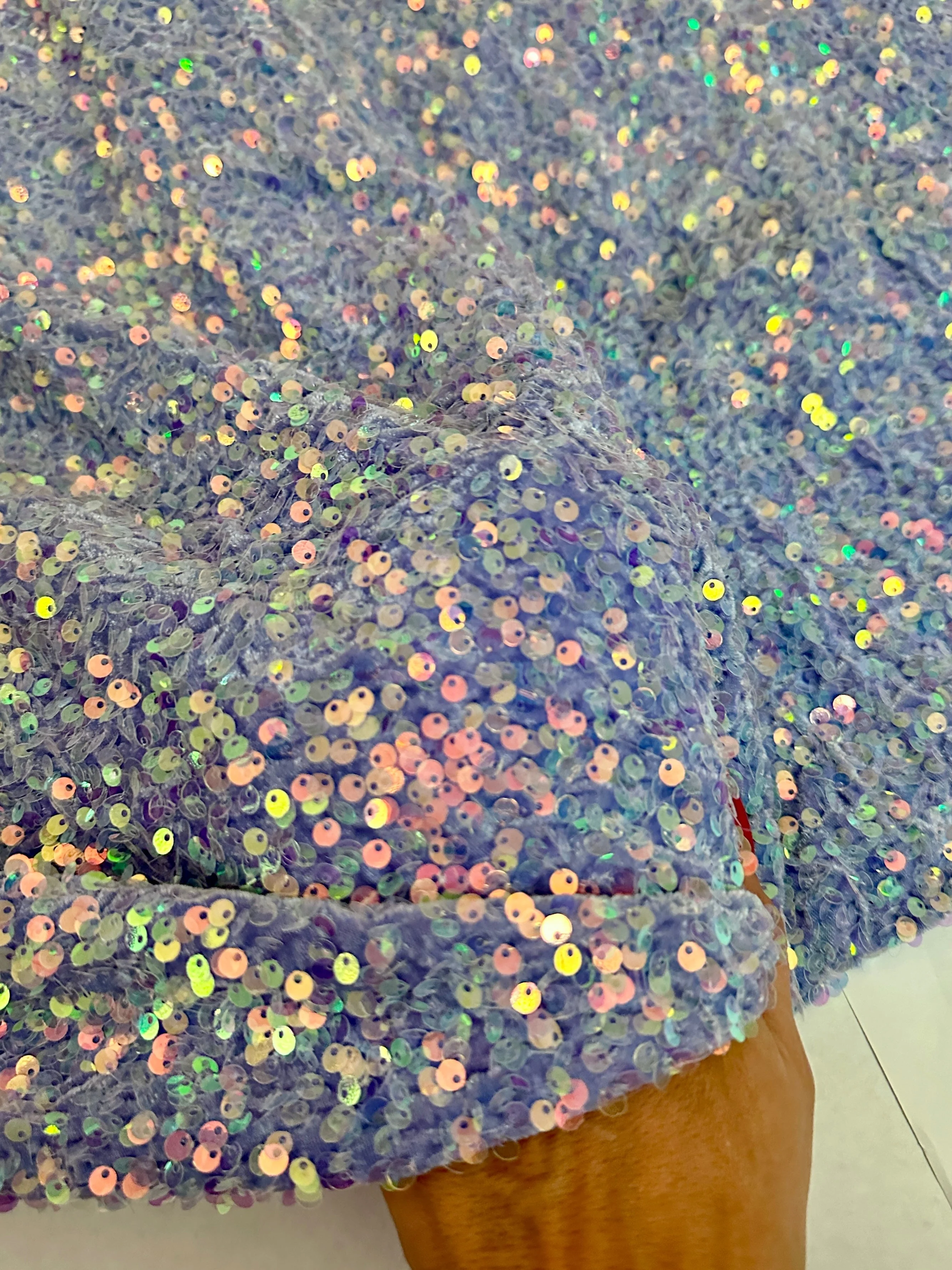 Iridescent Lavender Sequin on Velvet - Image 3