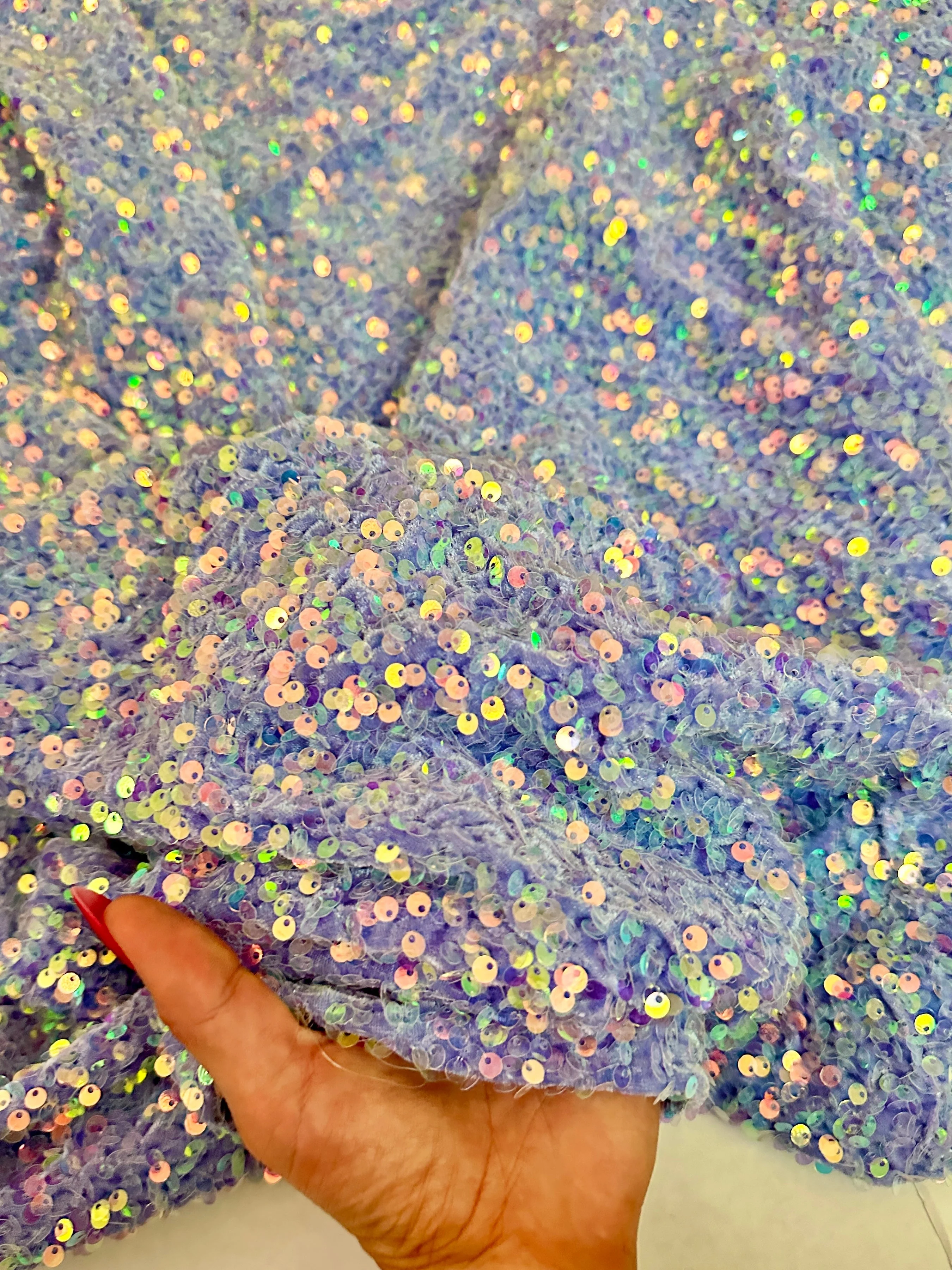 Iridescent Lavender Sequin on Velvet - Image 4