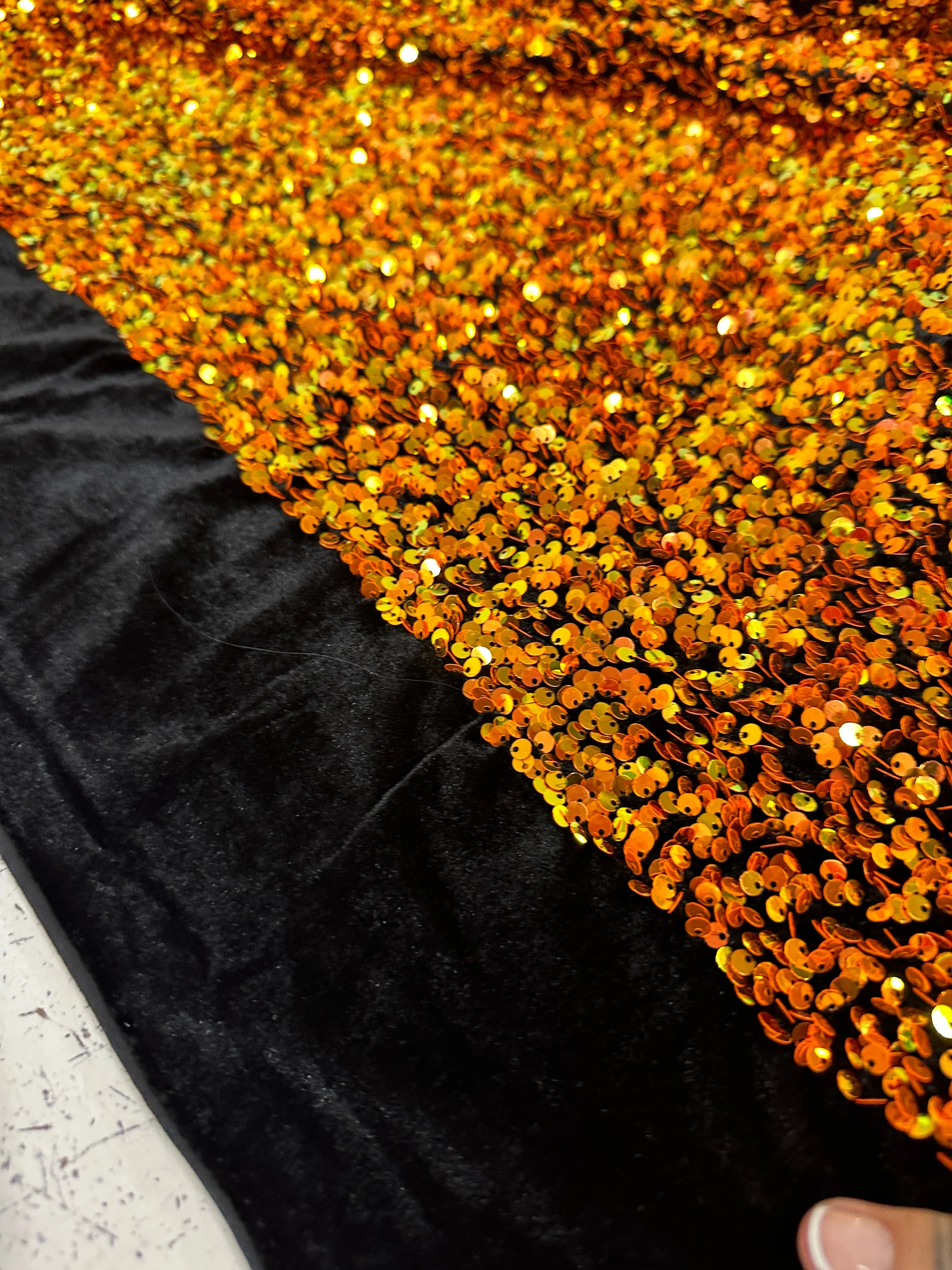 Iridescent Orange Sequin on Velvet - Image 7
