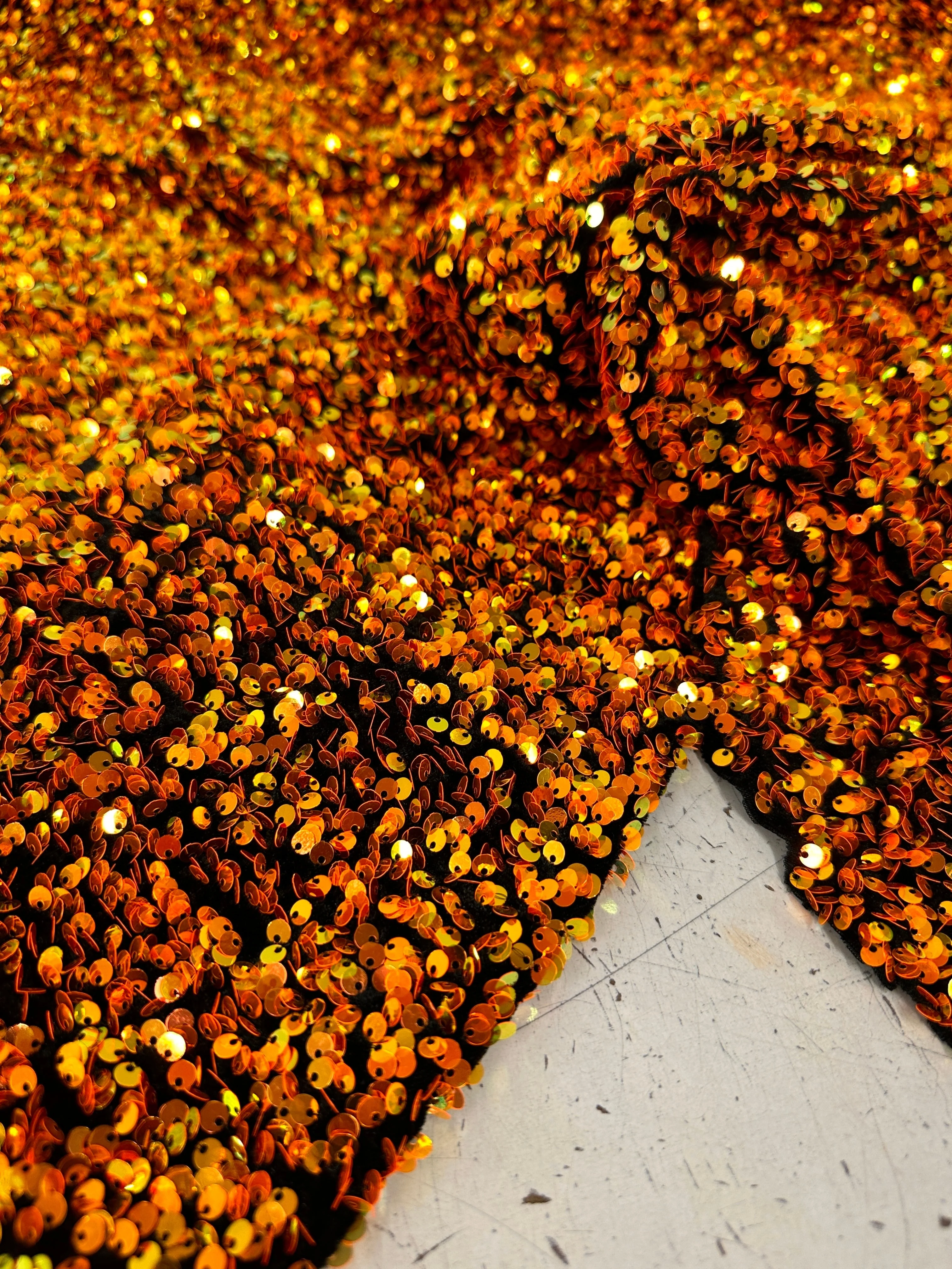 Iridescent Orange Sequin on Velvet - Image 8