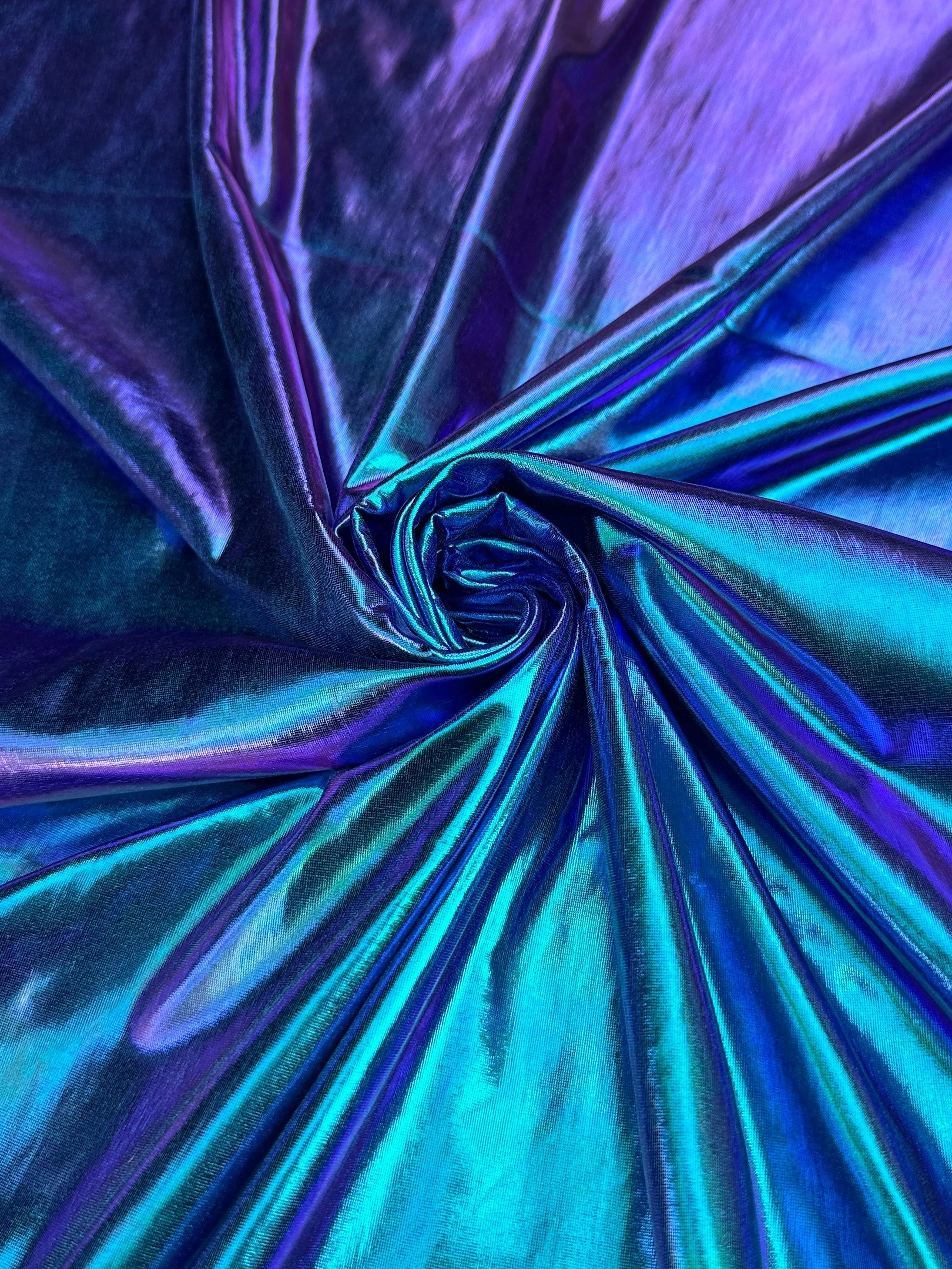 Iridescent Pink-Purple Coated Spandex Pleather