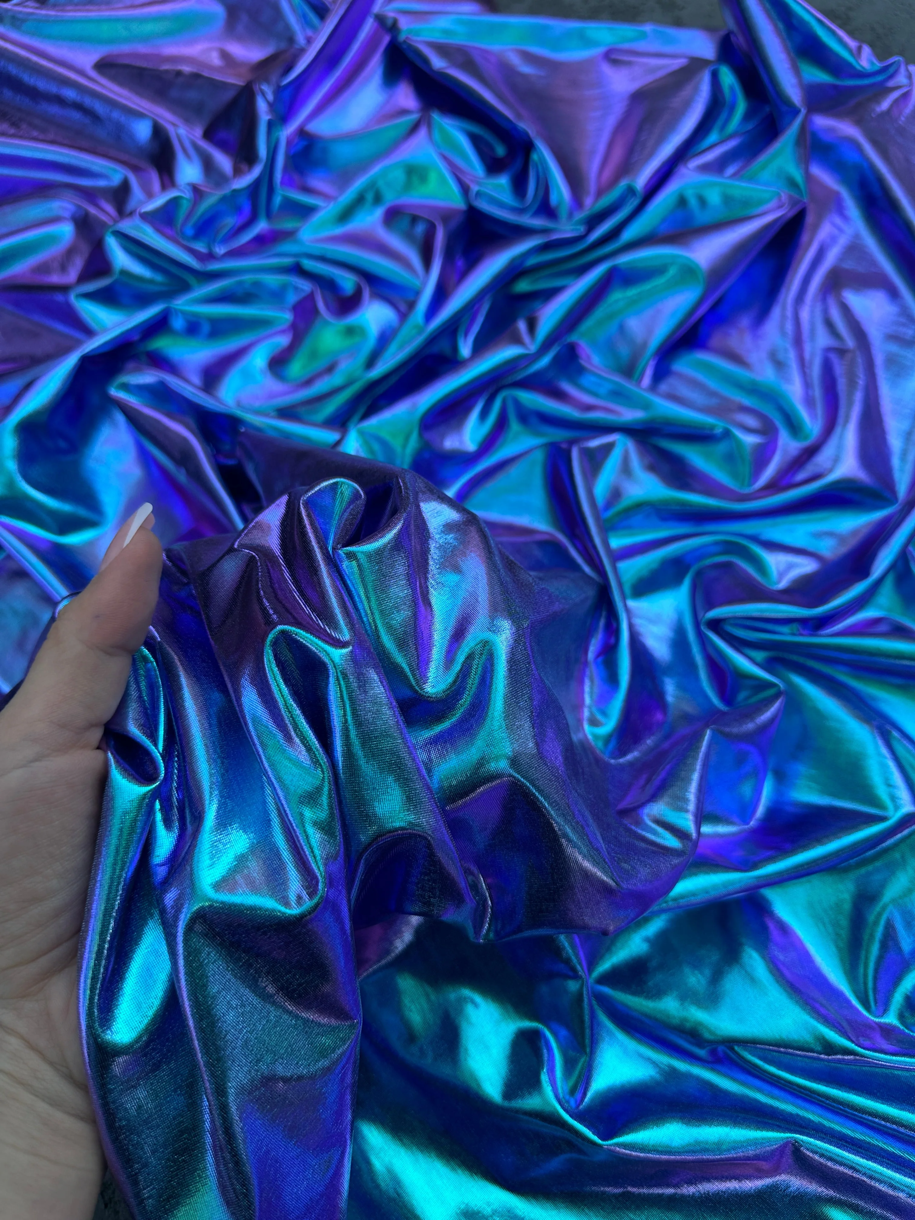 Iridescent Pink-Purple Coated Spandex Pleather - Image 3