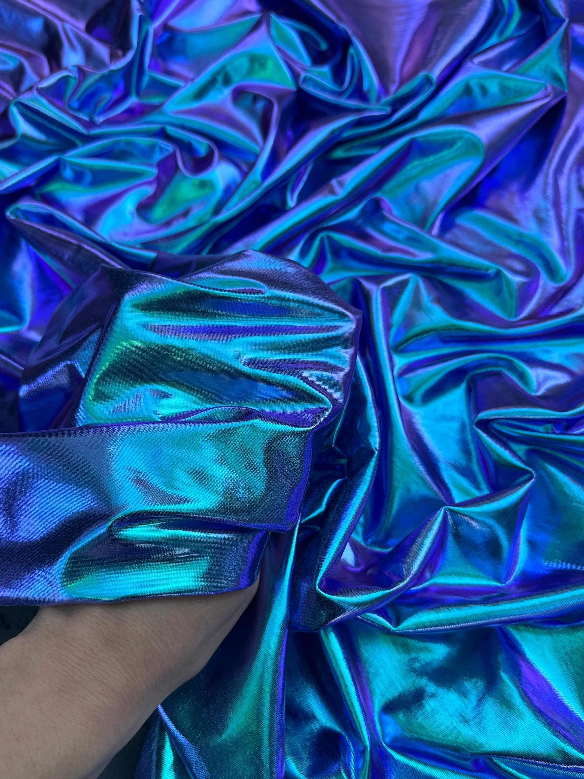 Iridescent Pink-Purple Coated Spandex Pleather - Image 4