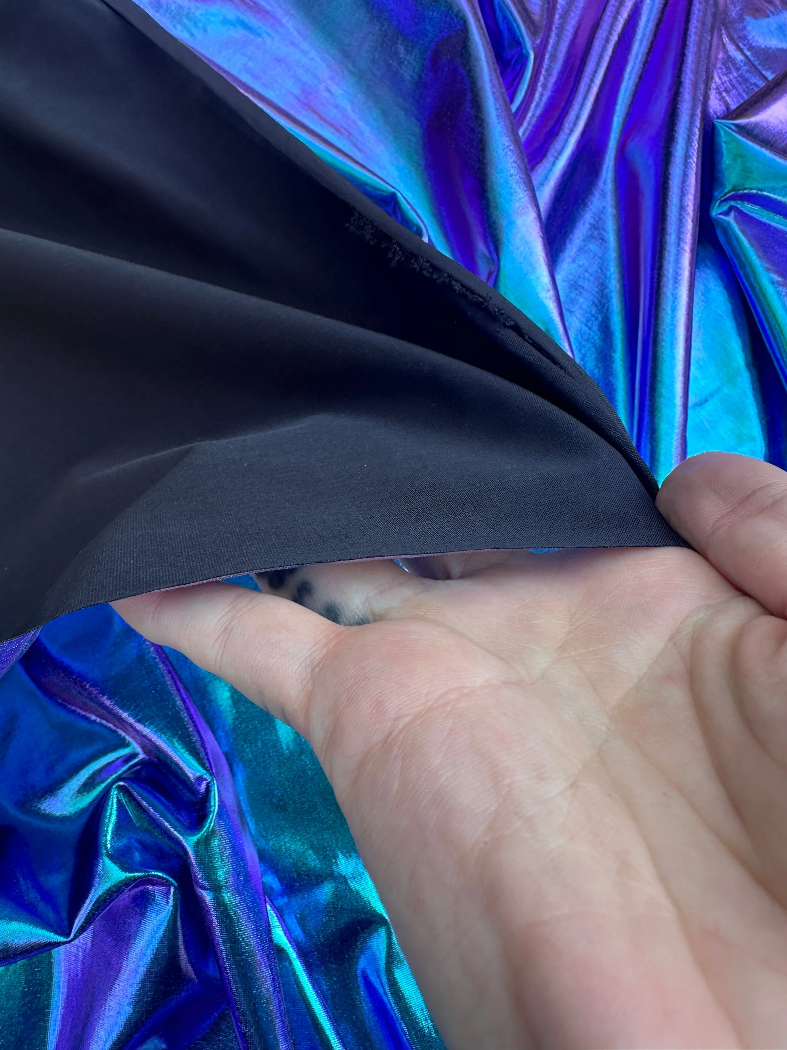 Iridescent Pink-Purple Coated Spandex Pleather - Image 5