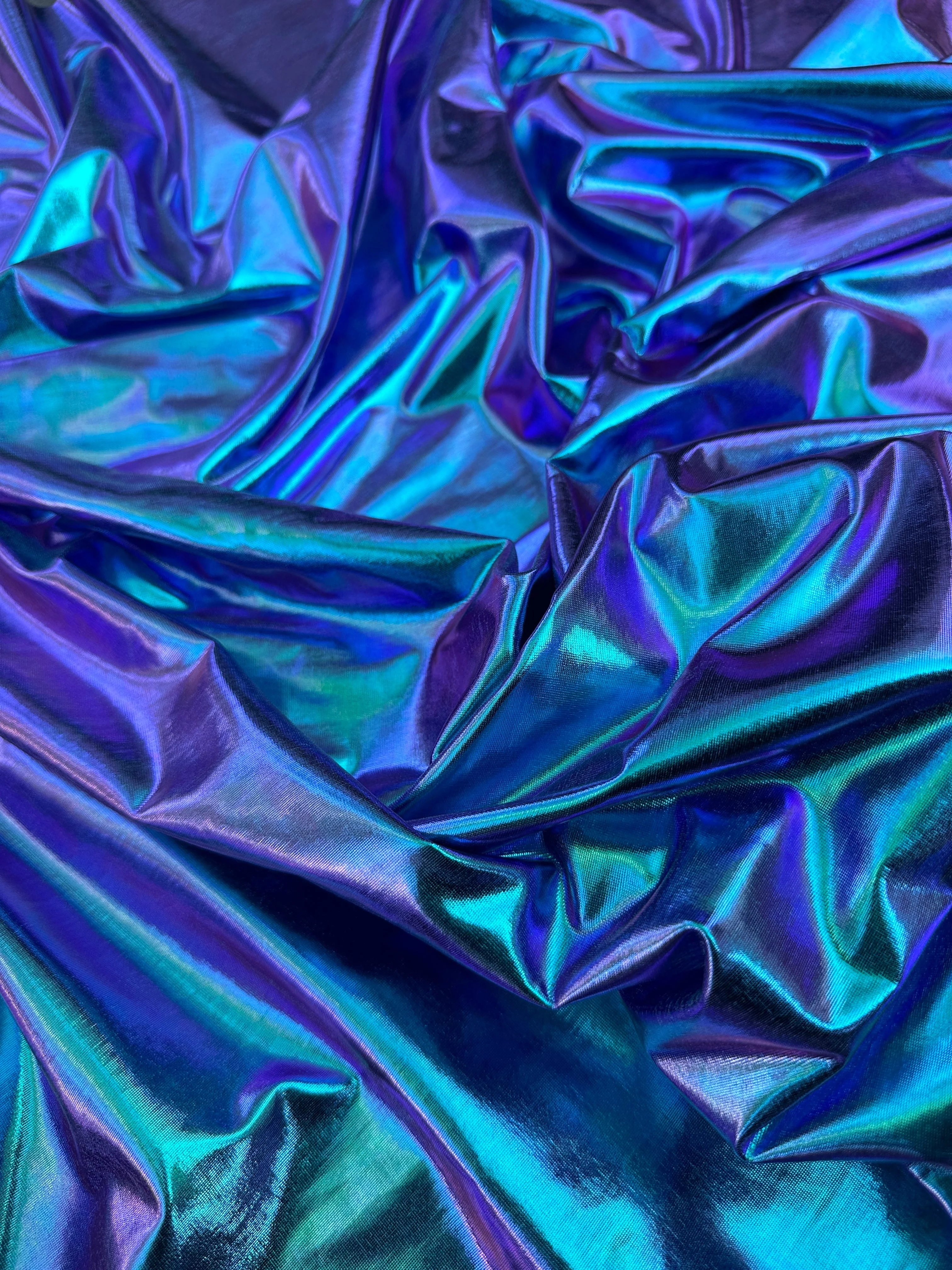 Iridescent Pink-Purple Coated Spandex Pleather - Image 6