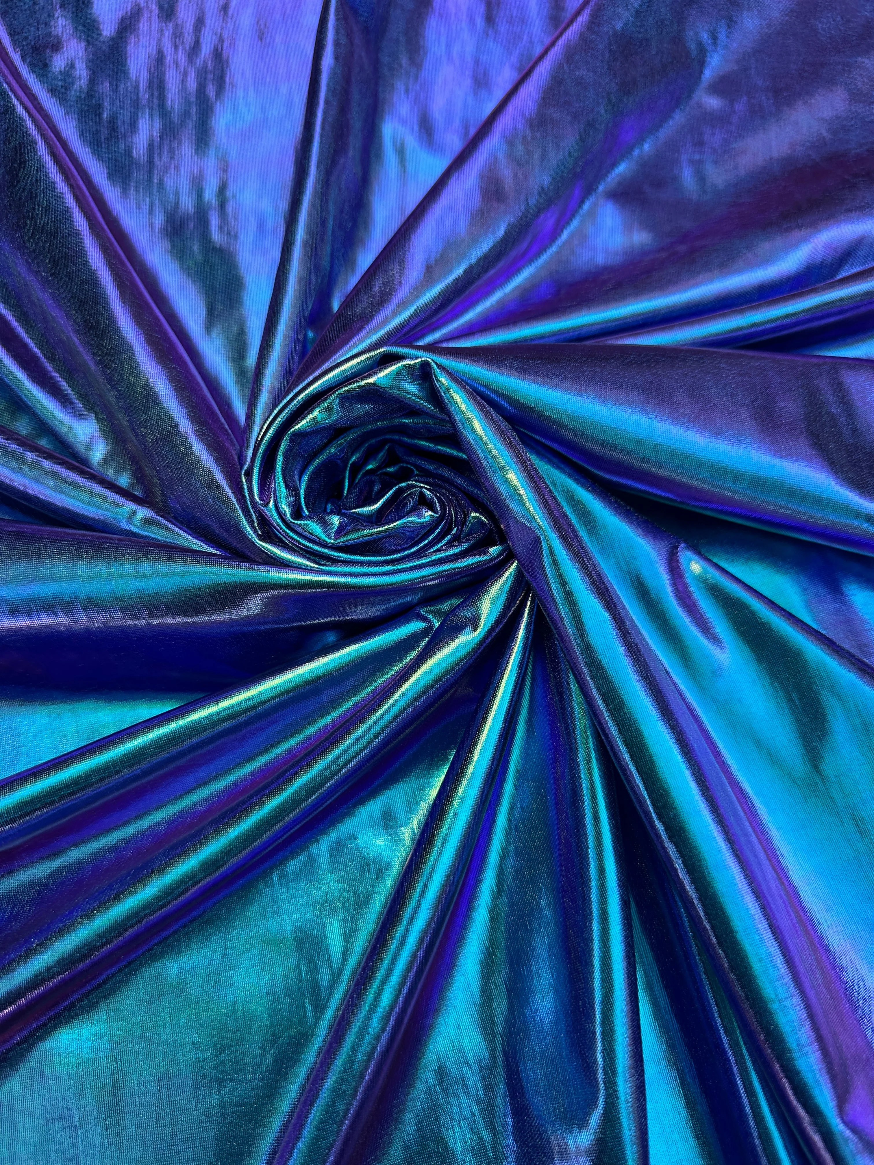 Iridescent Pink-Purple Coated Spandex Pleather - Image 9