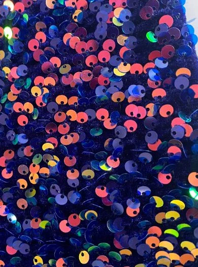 Iridescent Multicolor Blue Sequin on Velvet - Image 4