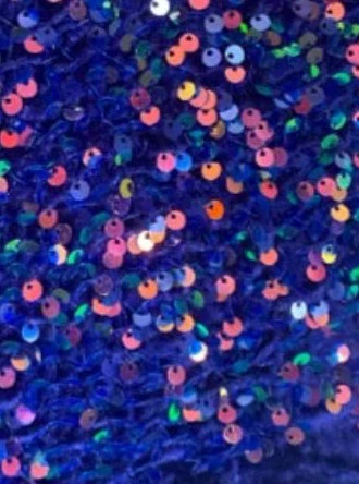 Iridescent Multicolor Blue Sequin on Velvet - Image 5