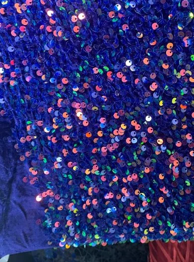 Iridescent Multicolor Blue Sequin on Velvet - Image 7