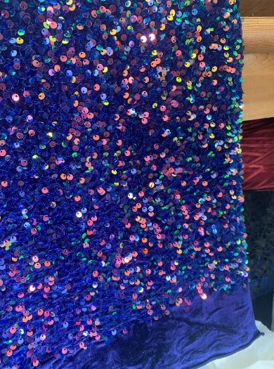 Iridescent Multicolor Blue Sequin on Velvet - Image 8