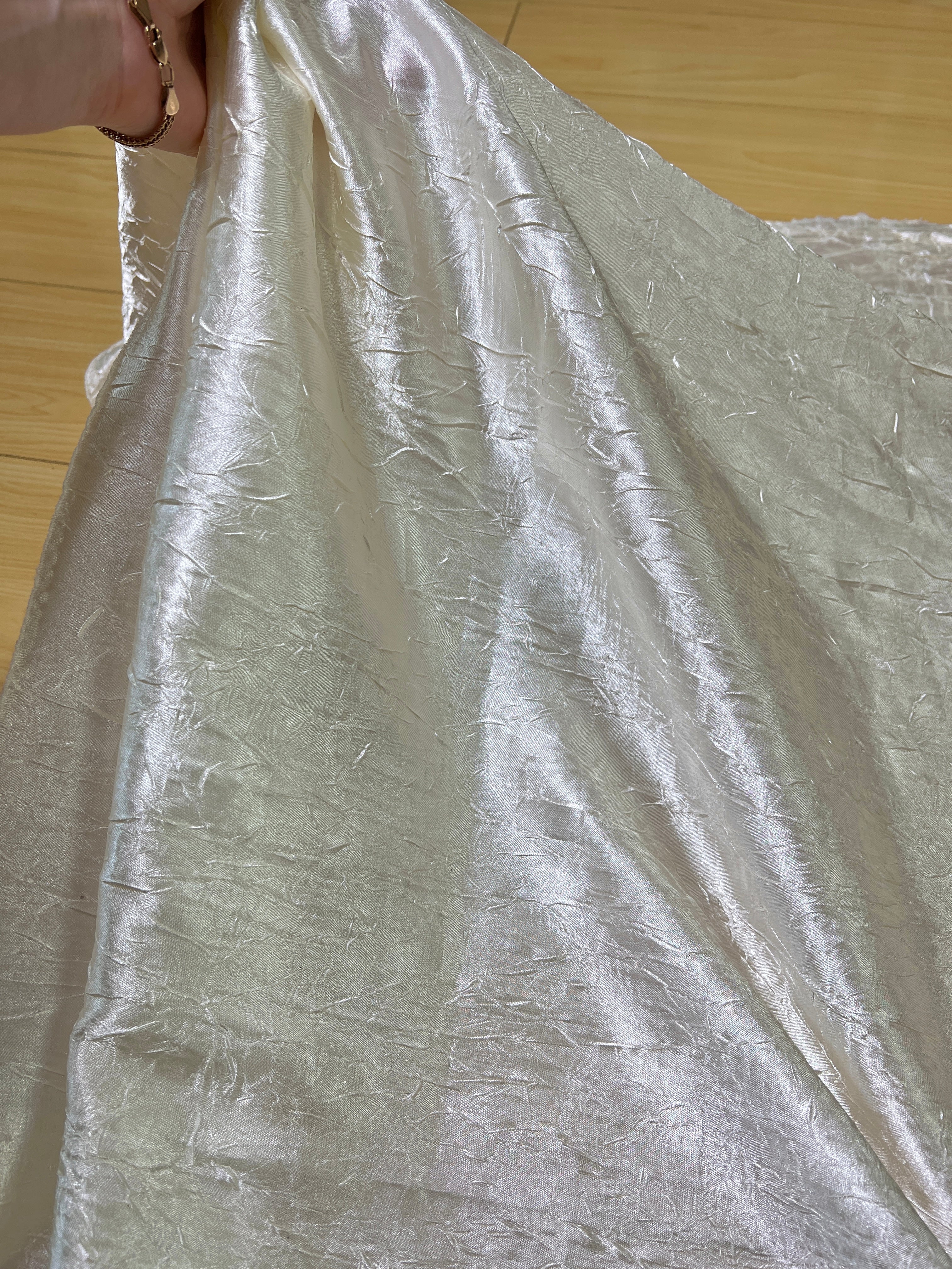 Ivory Crinkle Satin - Image 9