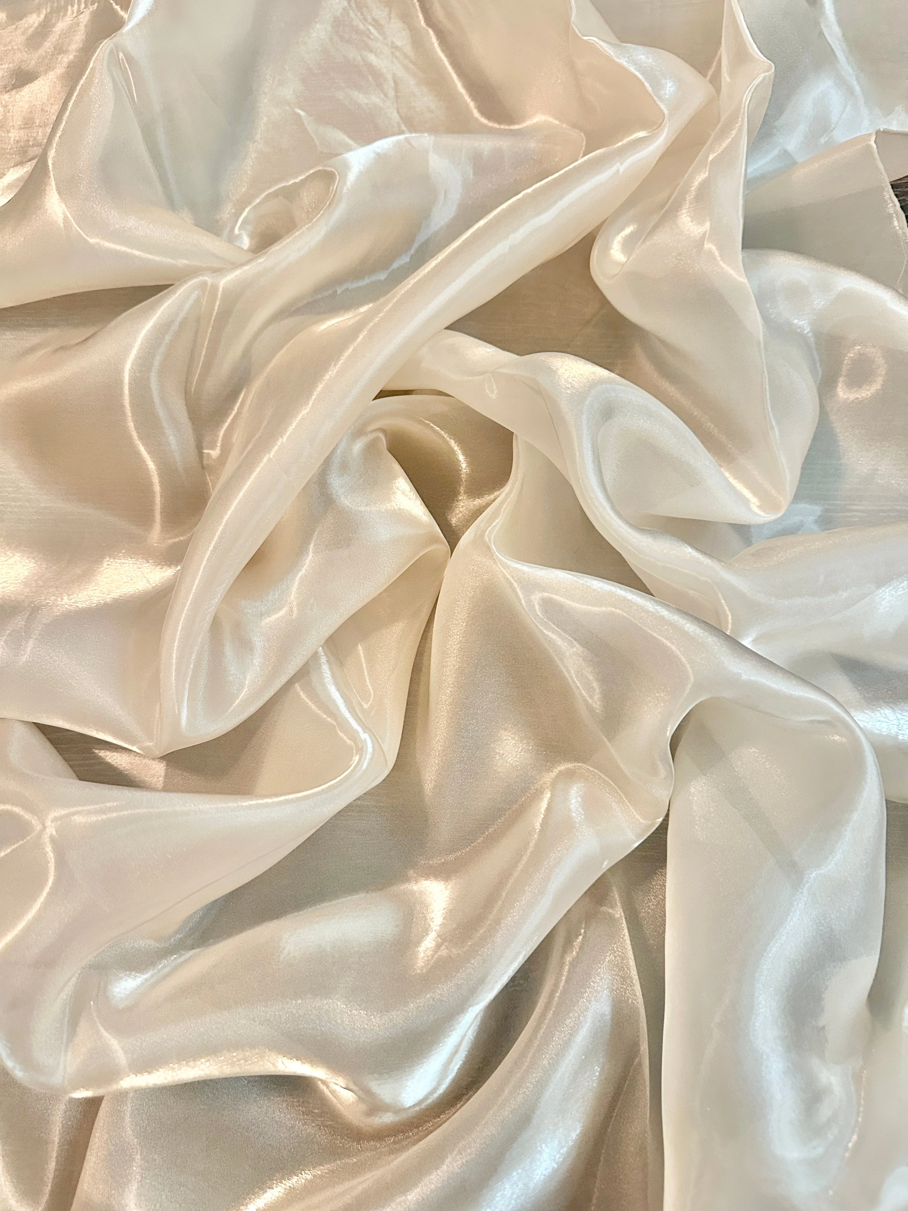 Ivory Liquid Shimmery Organza - Image 3