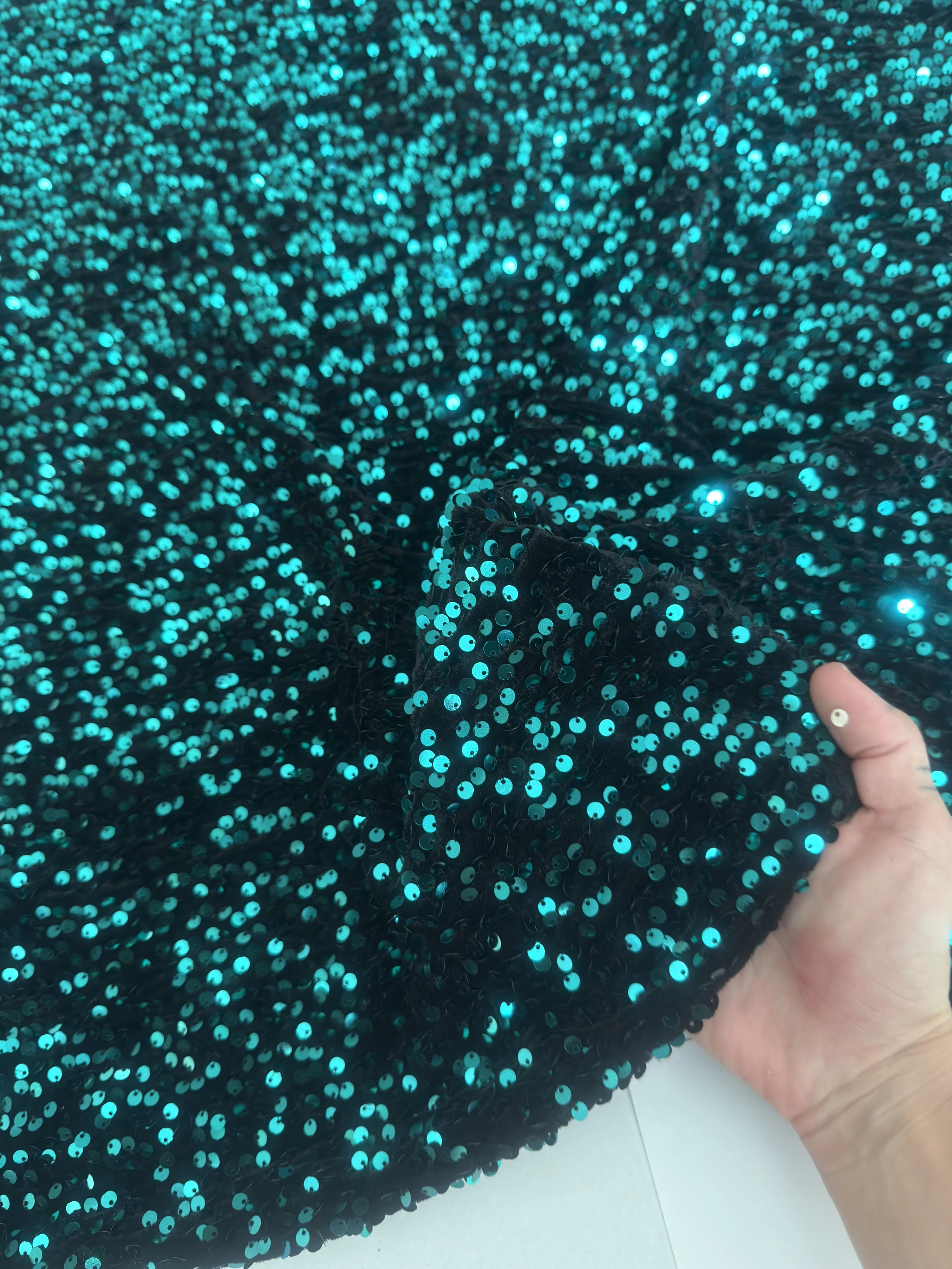 Jade Green Sequins Velvet