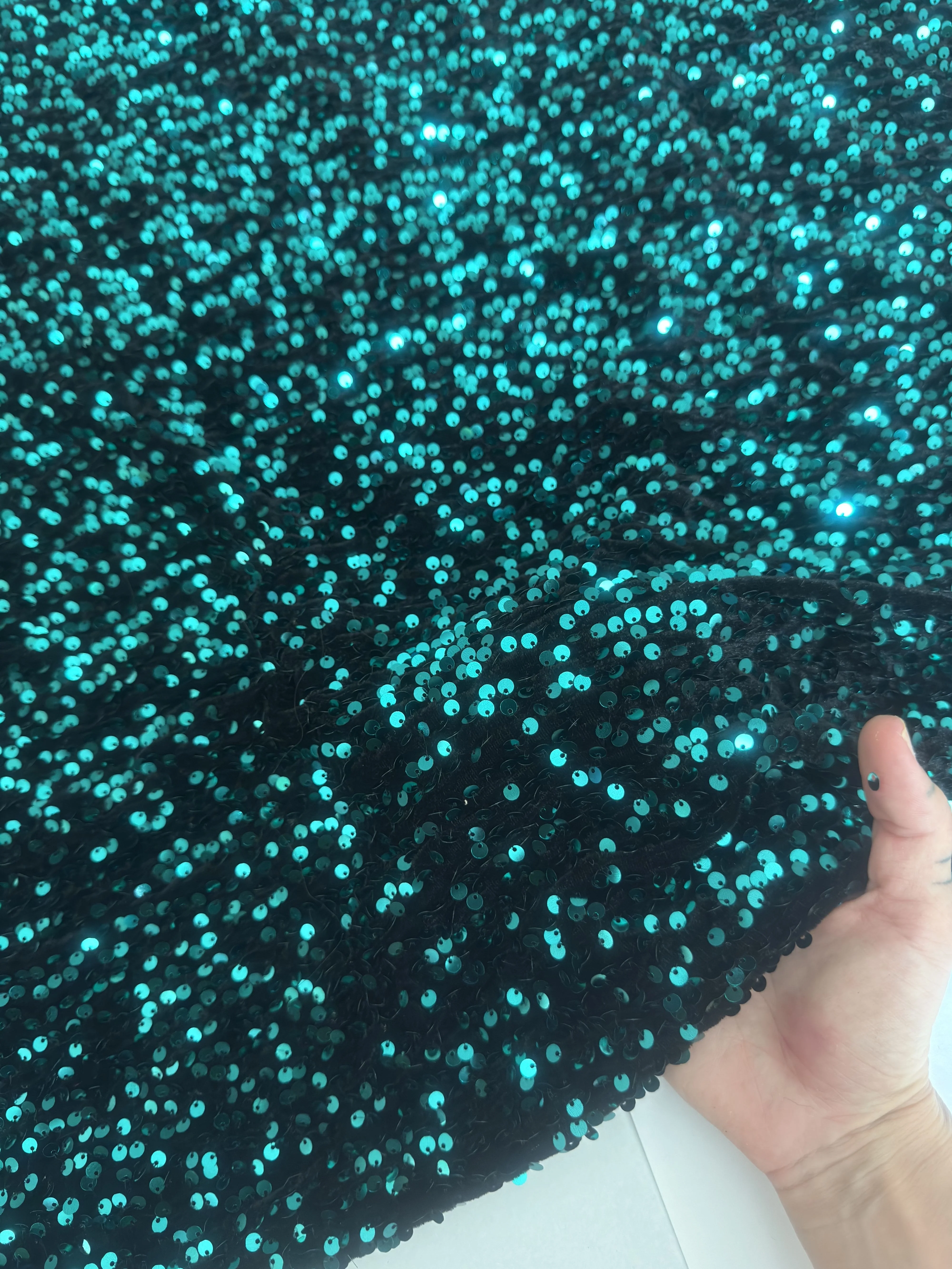 Jade Green Sequins Velvet - Image 4