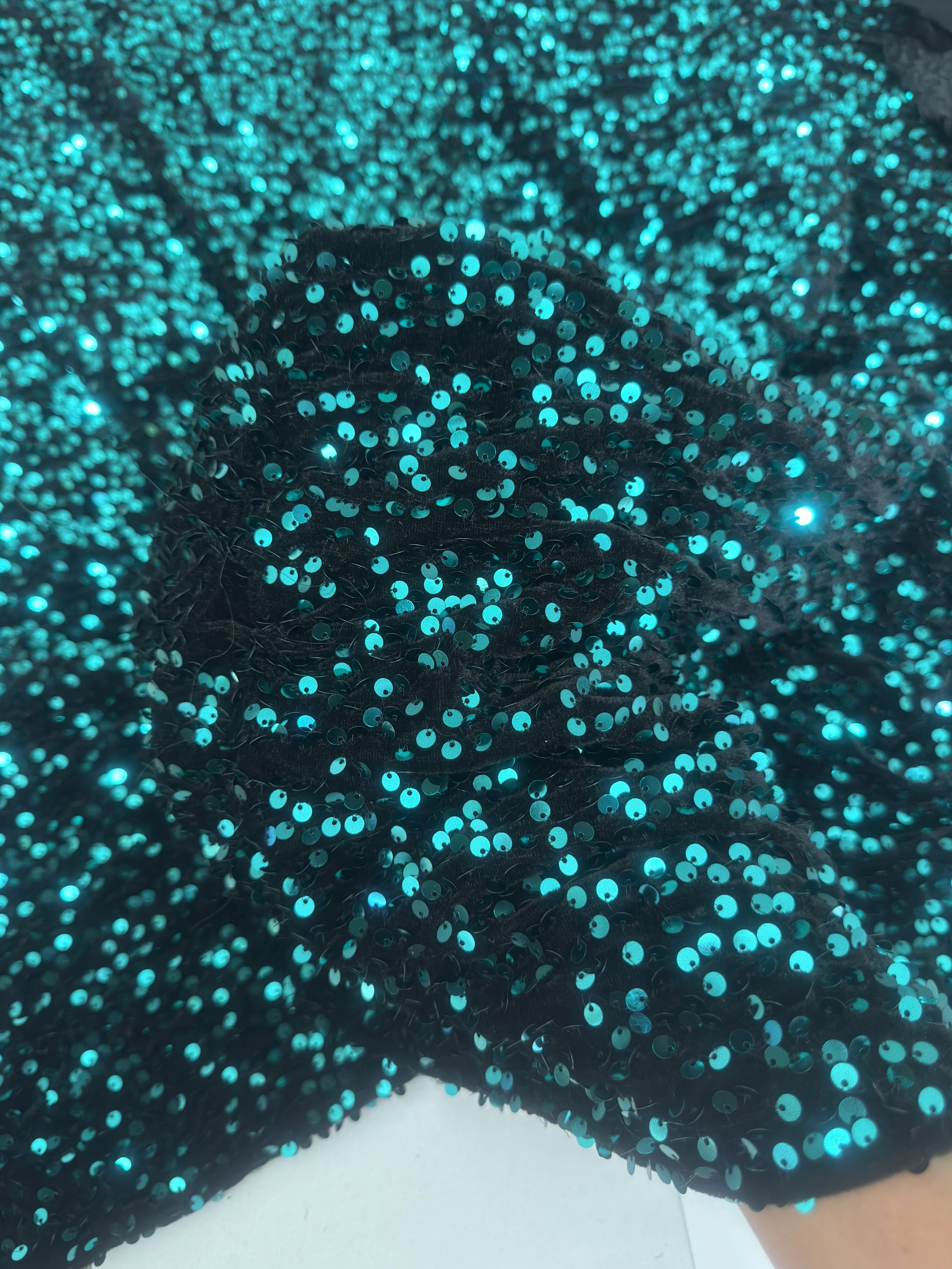 Jade Green Sequins Velvet - Image 5