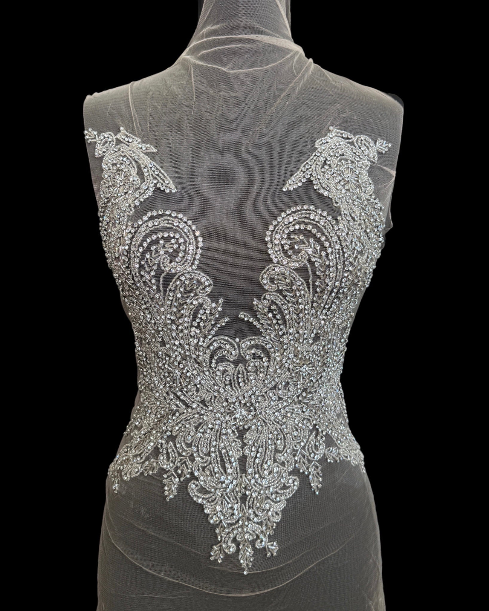 Jasmine Silver Rhinestones Bodice Applique