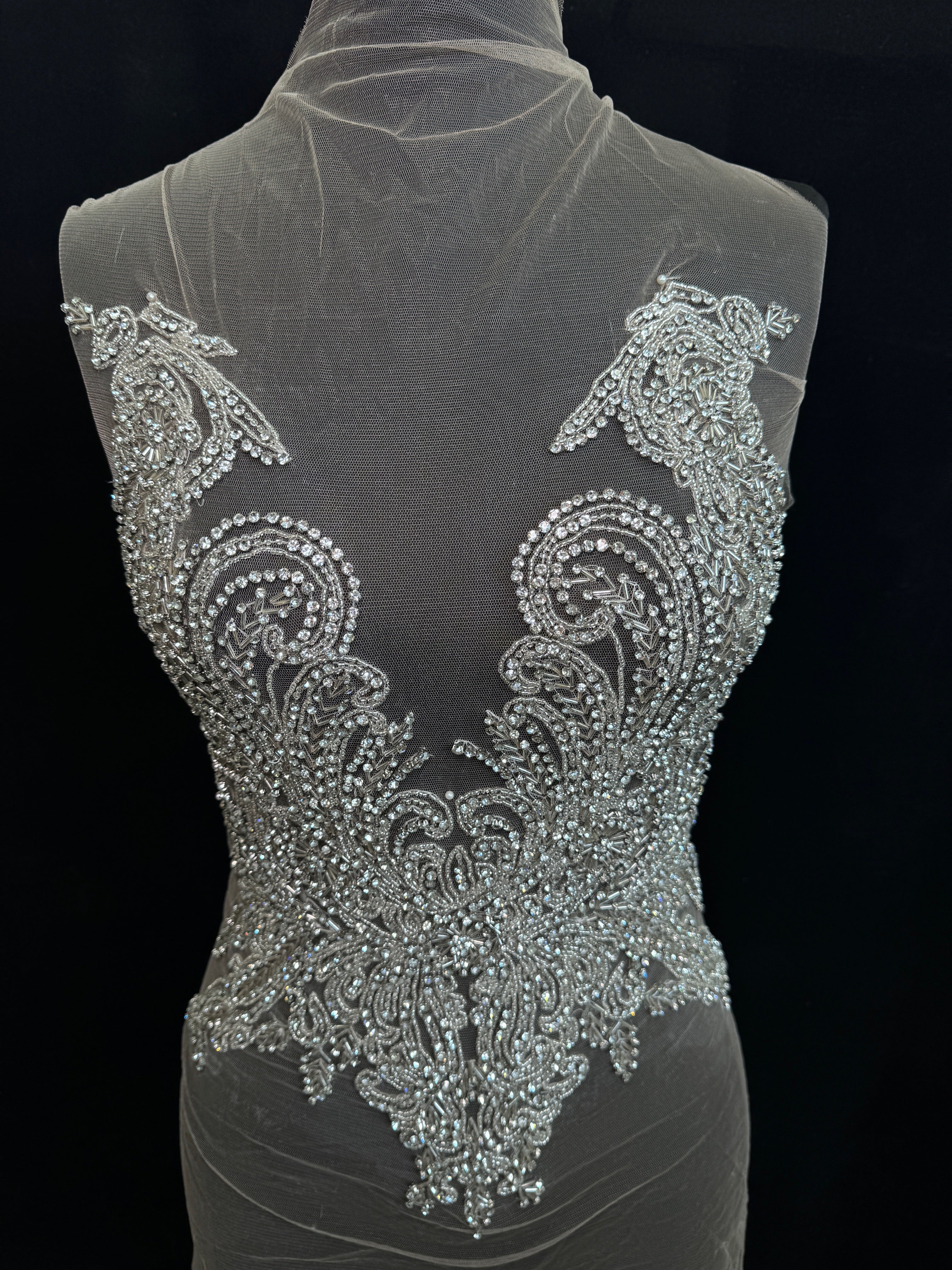Jasmine Silver Rhinestones Bodice Applique - Image 3