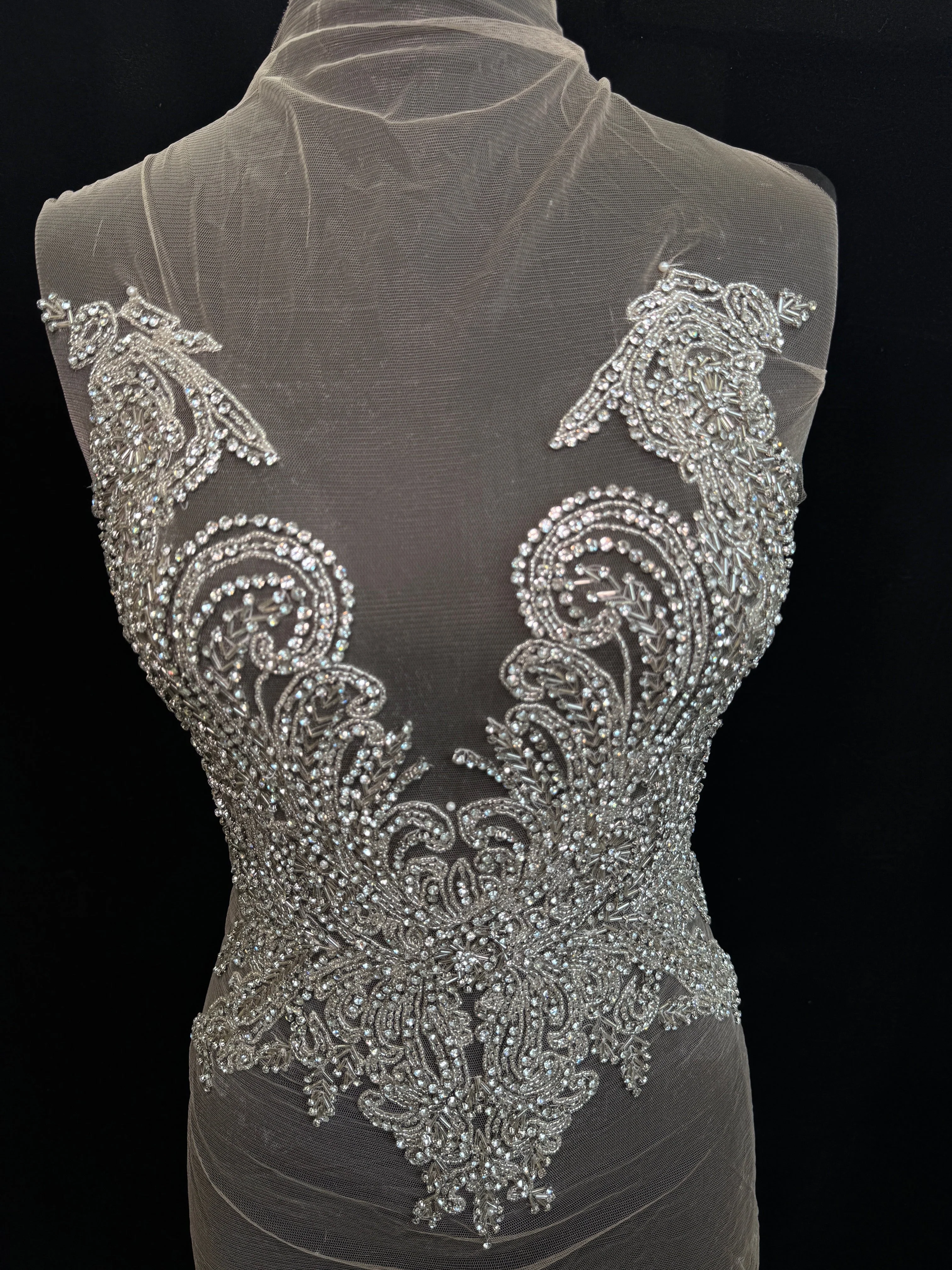 Jasmine Silver Rhinestones Bodice Applique - Image 4