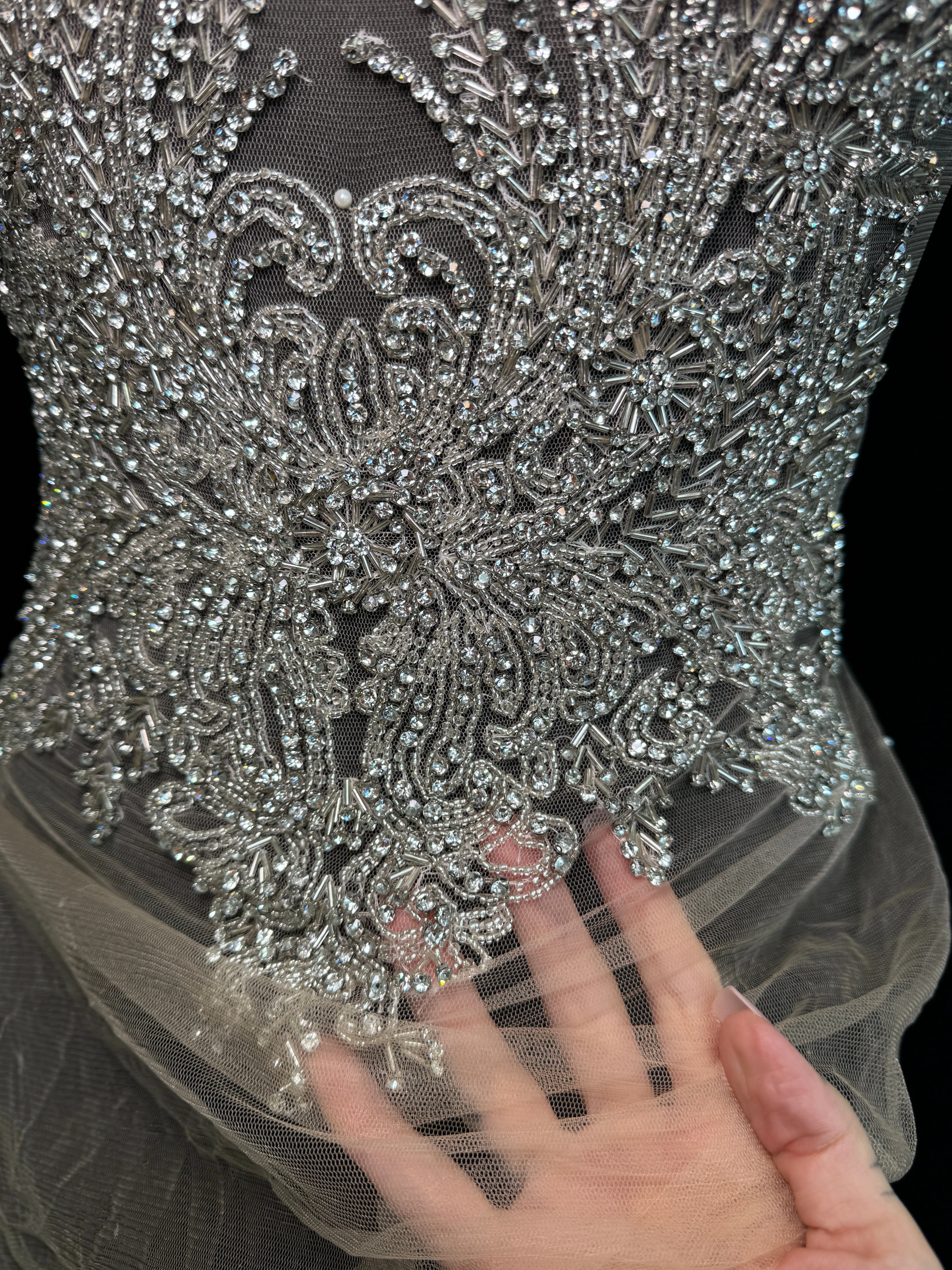 Jasmine Silver Rhinestones Bodice Applique - Image 5