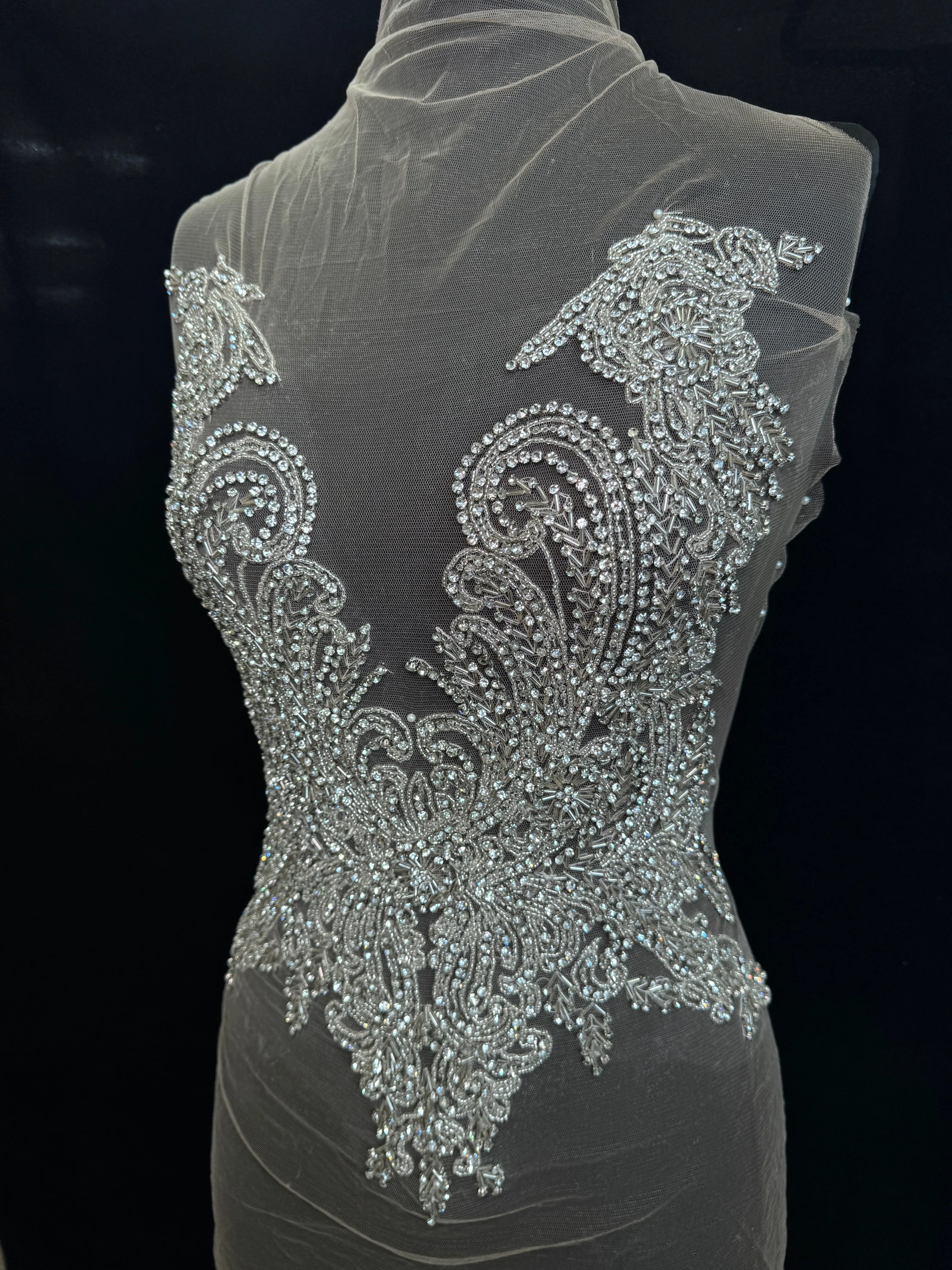 Jasmine Silver Rhinestones Bodice Applique - Image 6