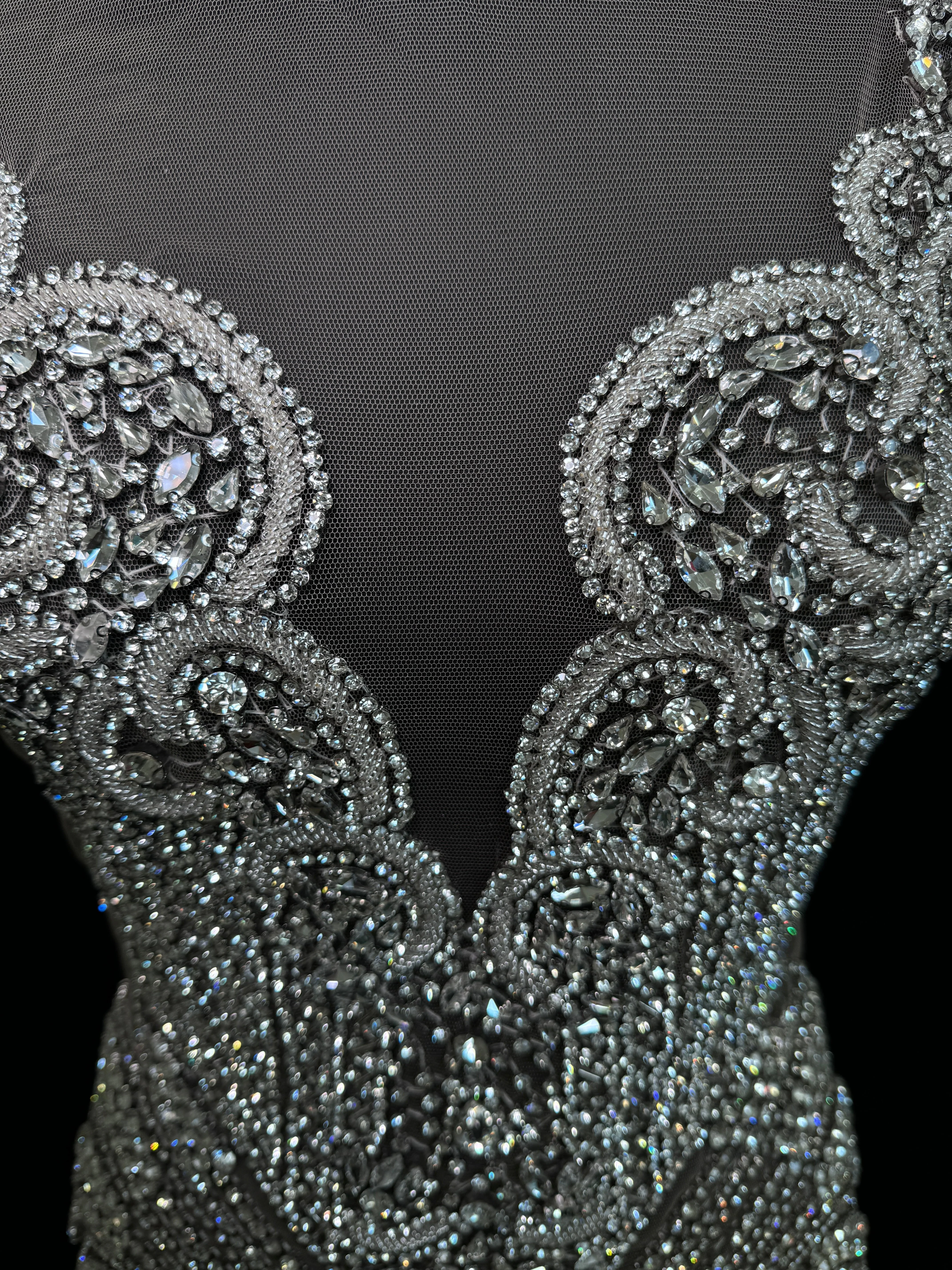 Carla Silver Rhinestones Bodice Applique - Image 2