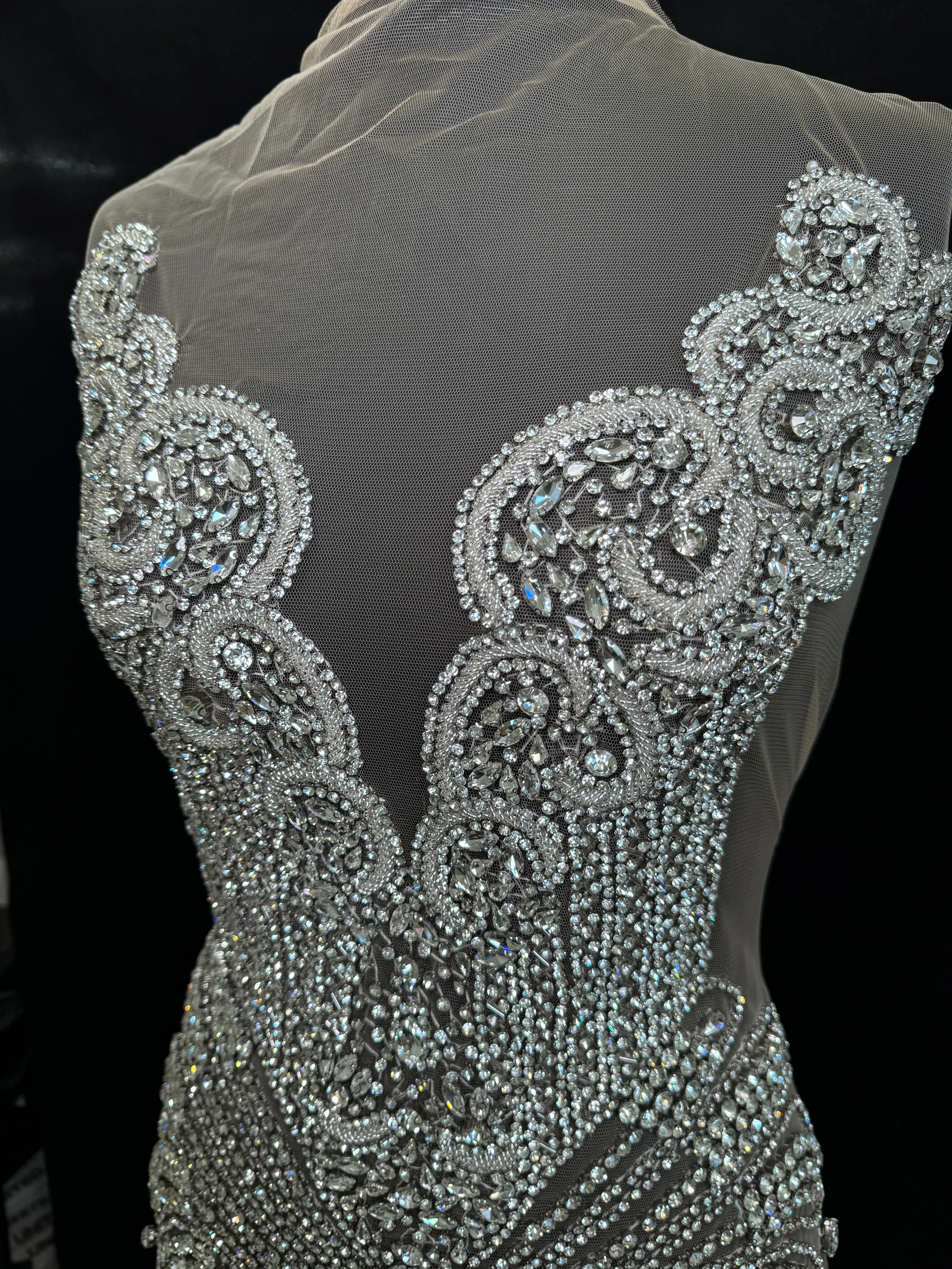 Carla Silver Rhinestones Bodice Applique - Image 3