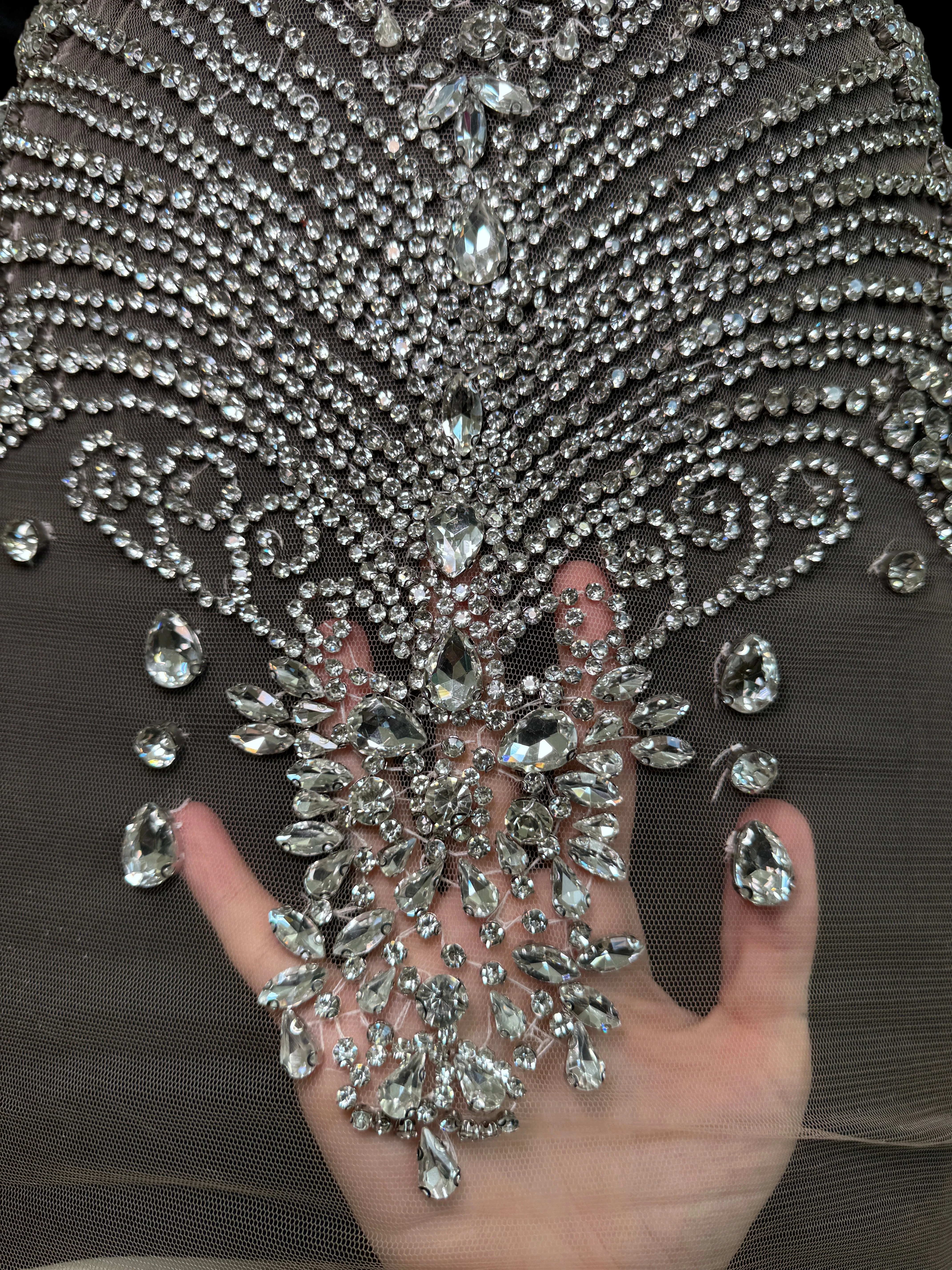 Carla Silver Rhinestones Bodice Applique - Image 4