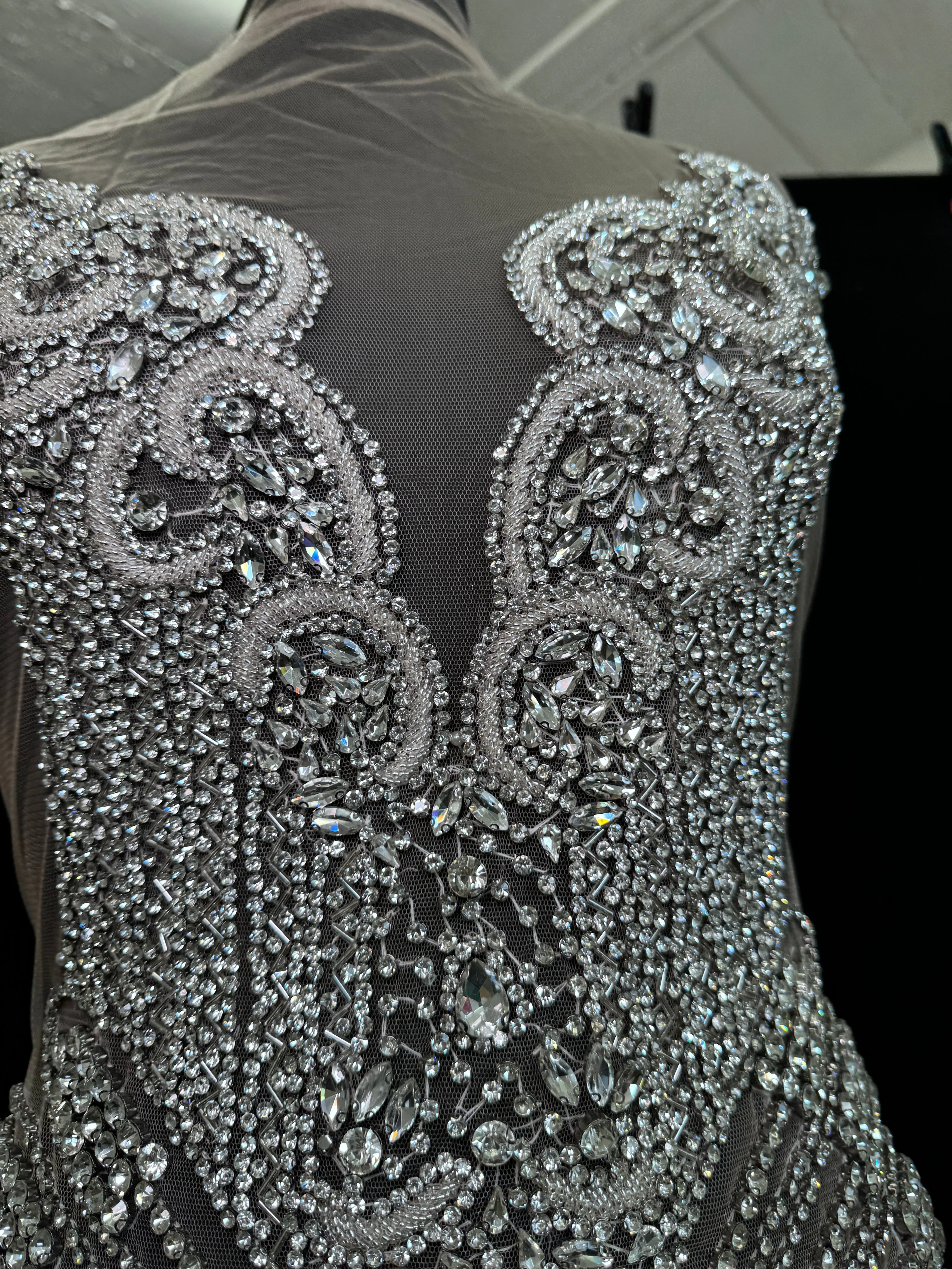 Carla Silver Rhinestones Bodice Applique - Image 5